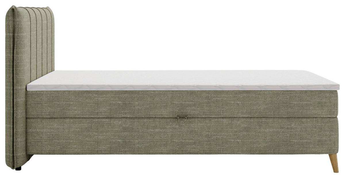 Boxbett Veloria Grün ca. 140x2000cm - Schwarz/Grün, KONVENTIONELL, Textil/Metall (140/200cm) - Based