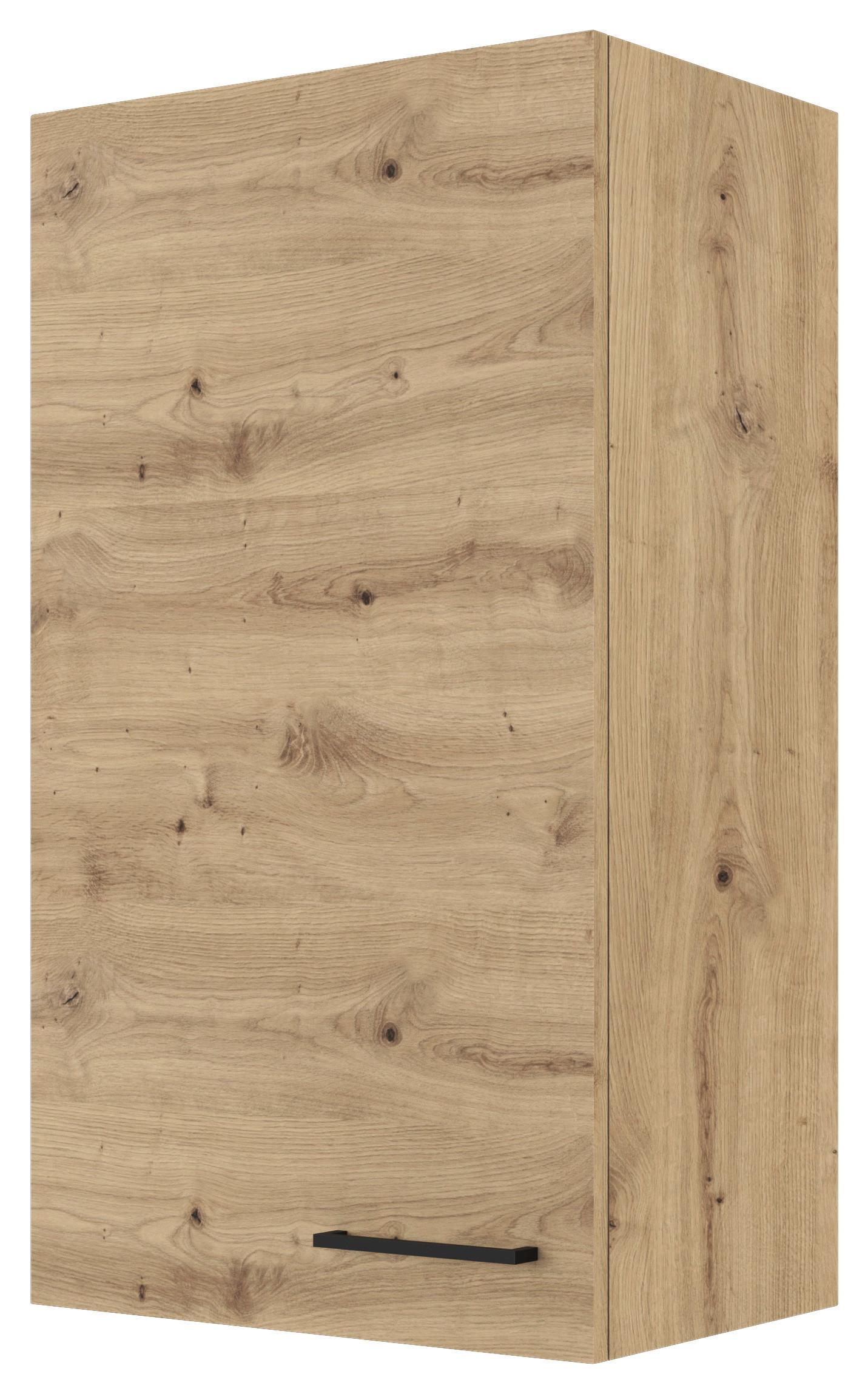 Kuhinjska Zgornja Omarica Cara, Hrast - črna/hrast artisan, Konvencionalno, kovina/leseni material (50/89/32cm) - FlexWell