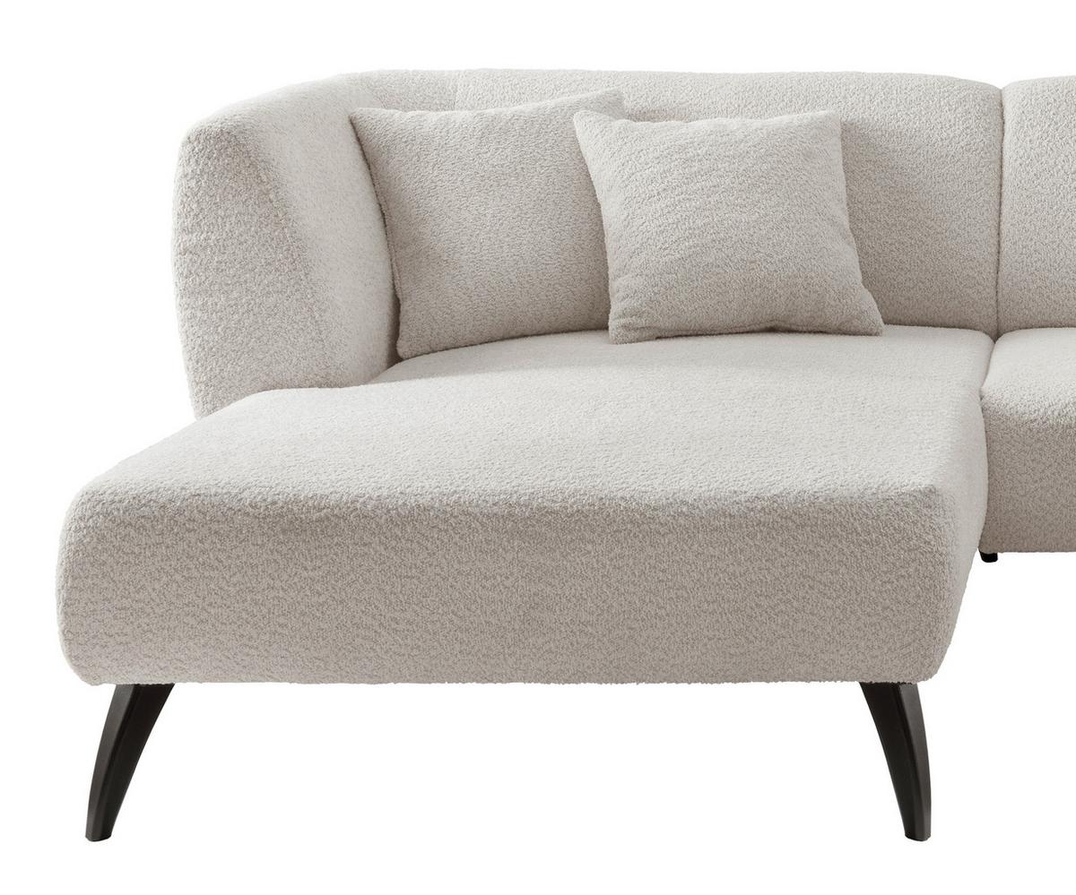 Wohnlandschaft Colori weiß Bouclé - Schwarz/Weiß, MODERN, Holz/Textil (160/264cm) - MID.YOU