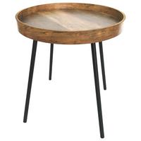 Masa auxiliară Perugia - culoare lemn stejar/negru, Modern, metal/material pe bază de lemn (40/45cm) - Zandiara