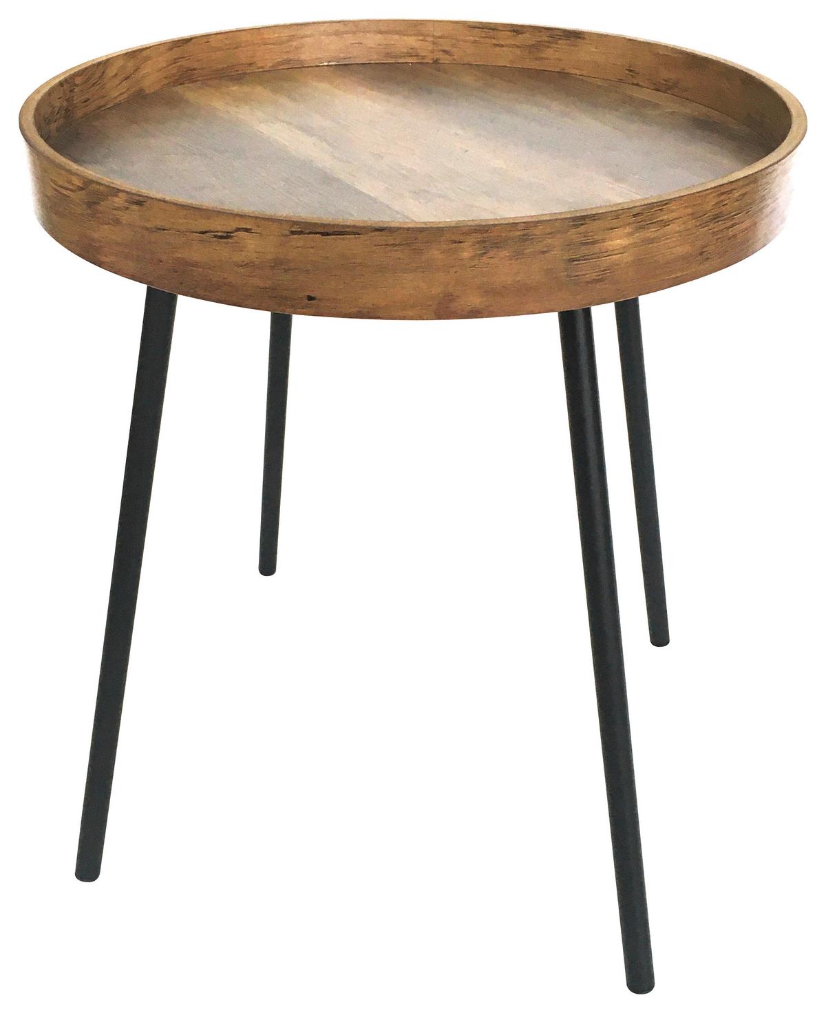 Masa auxiliară Perugia - culoare lemn stejar/negru, Modern, metal/material pe bază de lemn (40/45cm) - Zandiara