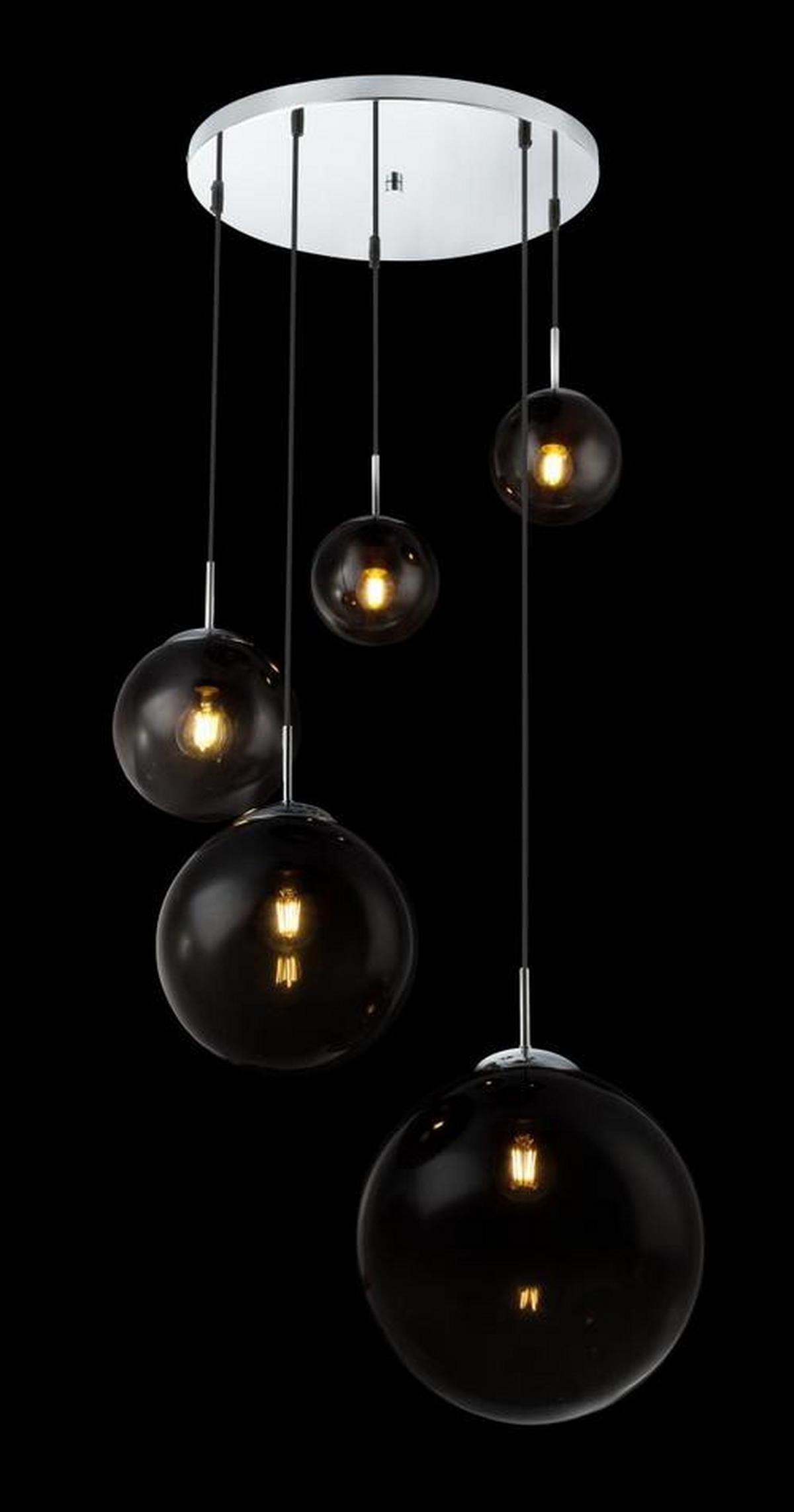 Hängeleuchte 15861-5 in Chromfarben max. 40 Watt - Design, Glas/Metall (65/150cm) - Globo