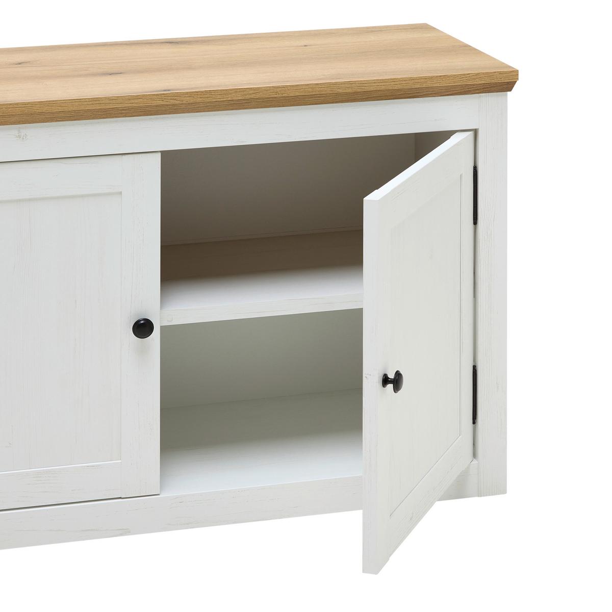 TV-Element Korsika Eichefarben/Weiß - Eichefarben/Schwarz, ROMANTIK / LANDHAUS, Holzwerkstoff/Metall (185/61,4/43cm) - Mömax