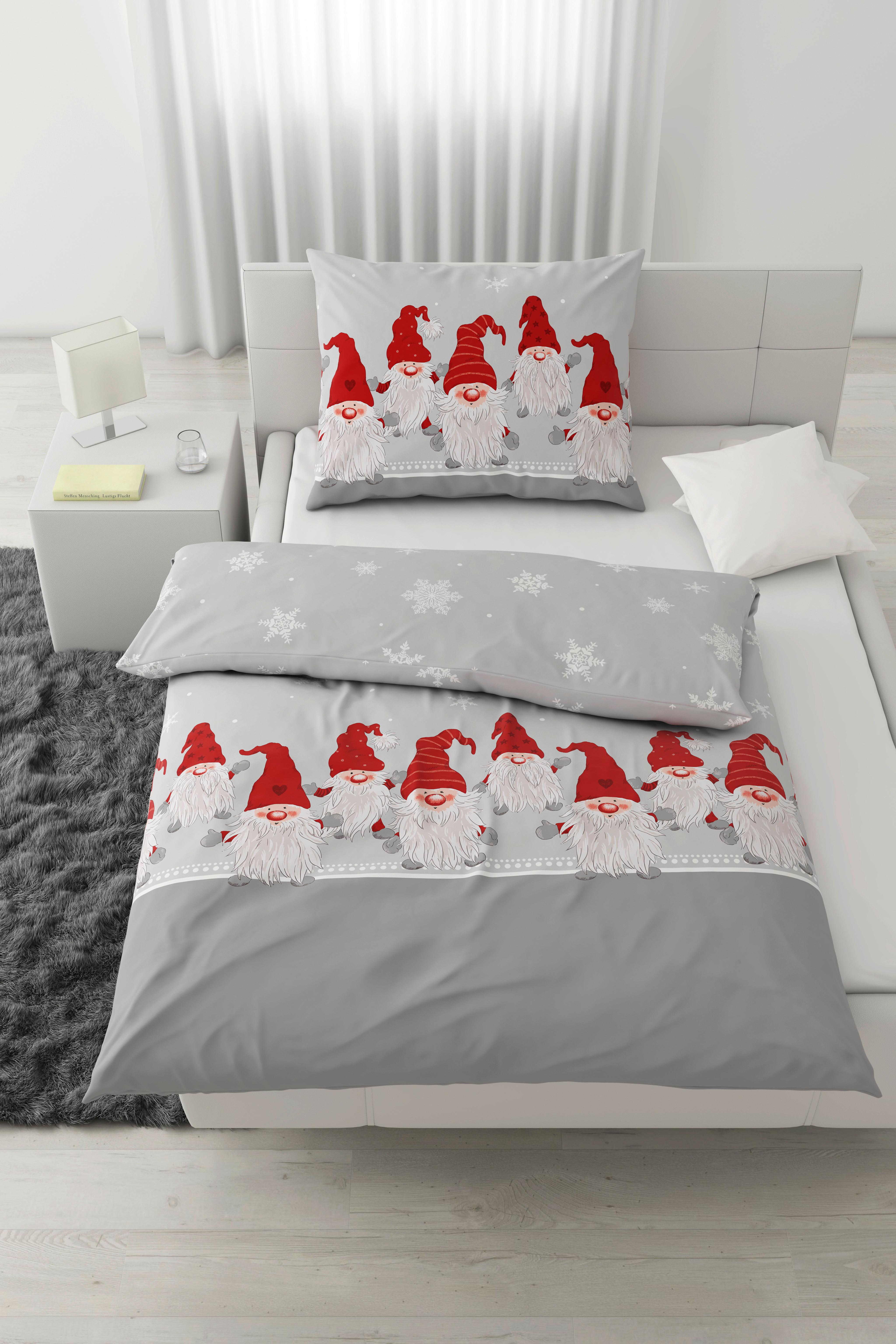 Ágyneműhuzat-garnitúra Willi - Piros/Szürke, Textil (140/200cm) - Modern Living