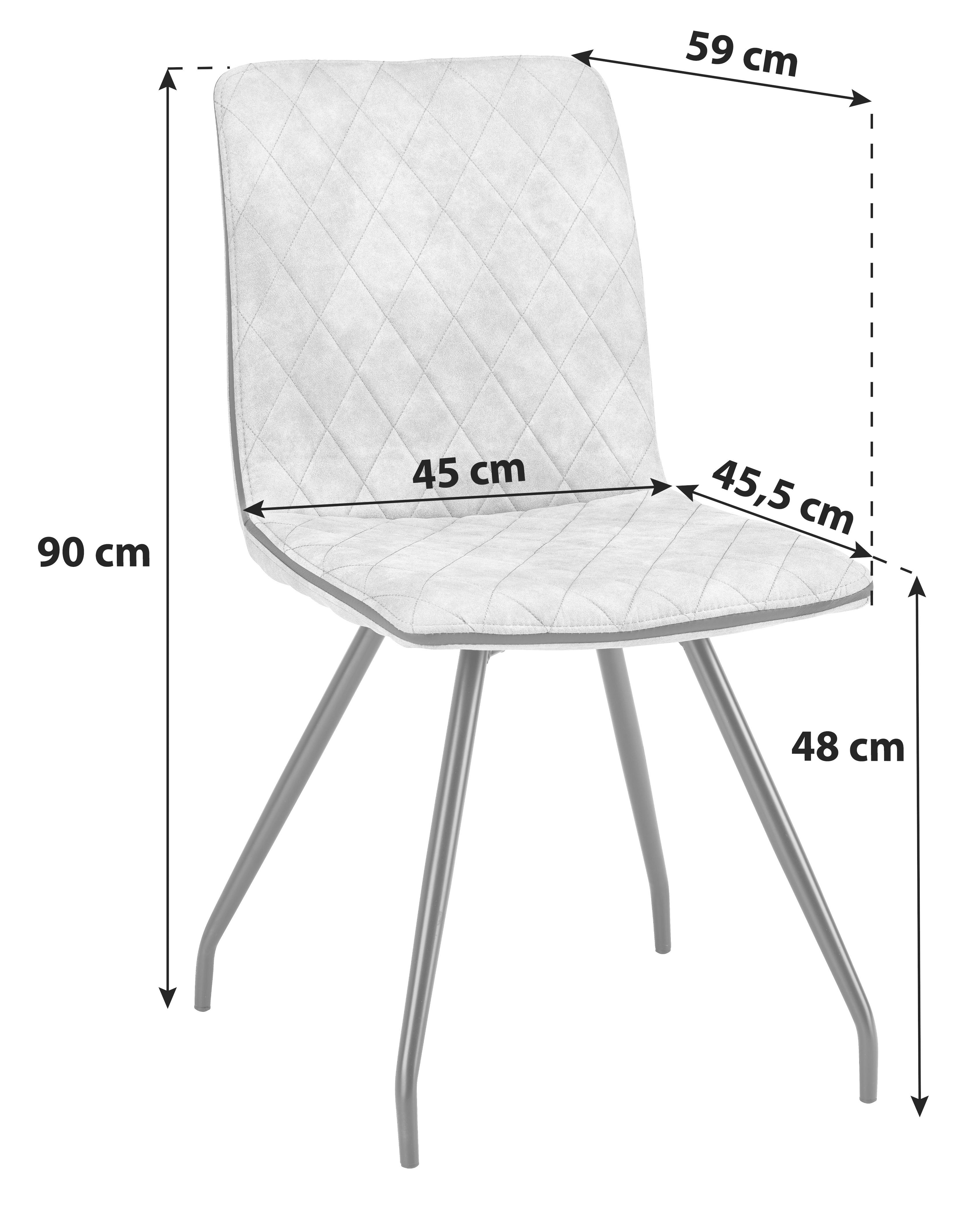 Stol Sabine, Siva - siva/črna, Moderno, kovina/tekstil (45/90/59cm)