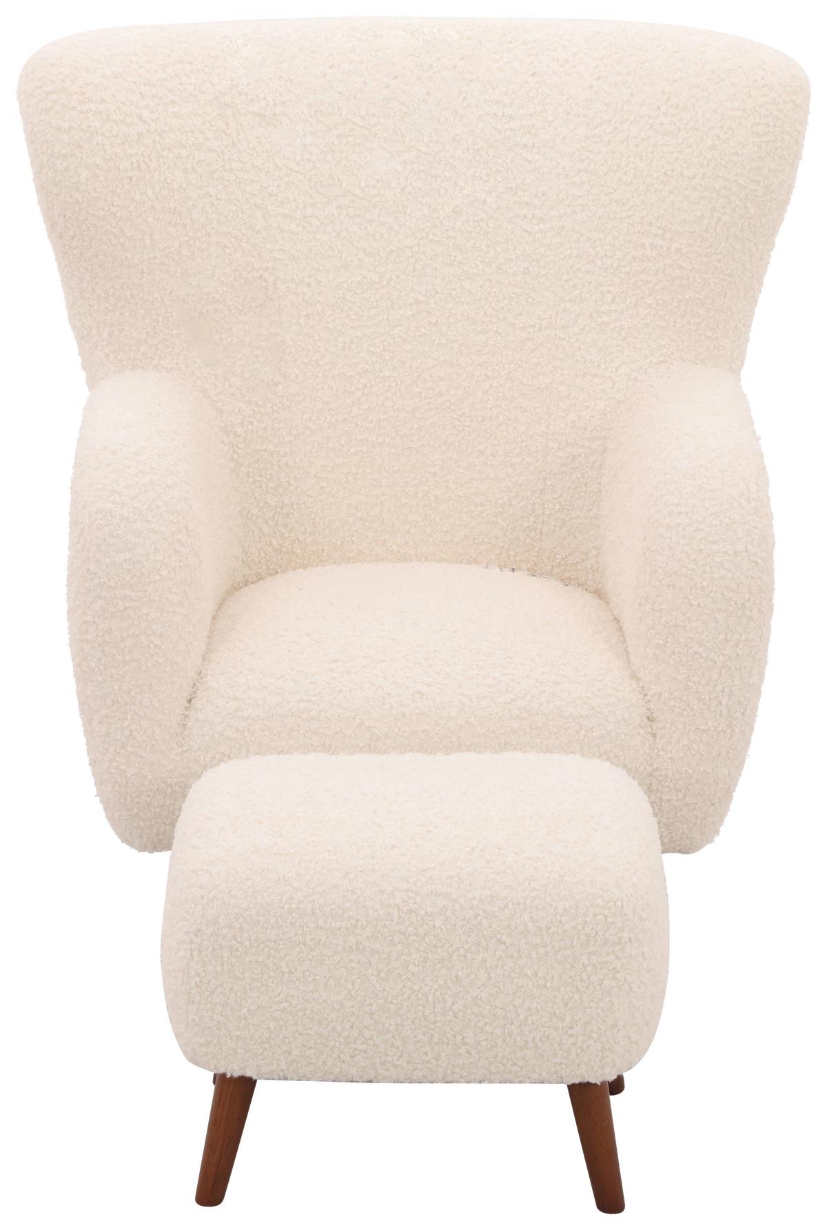 Fotelj Savoy, Bela - bela/barve kostanja, Design, kovina/tekstil (90/98/88cm) - Livetastic