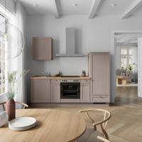 Küchenleerblock Frame Low o. Geräte Beigebraun - Edelstahlfarben/Eichefarben, MODERN, Holzwerkstoff/Metall (240cm) - Nobilia