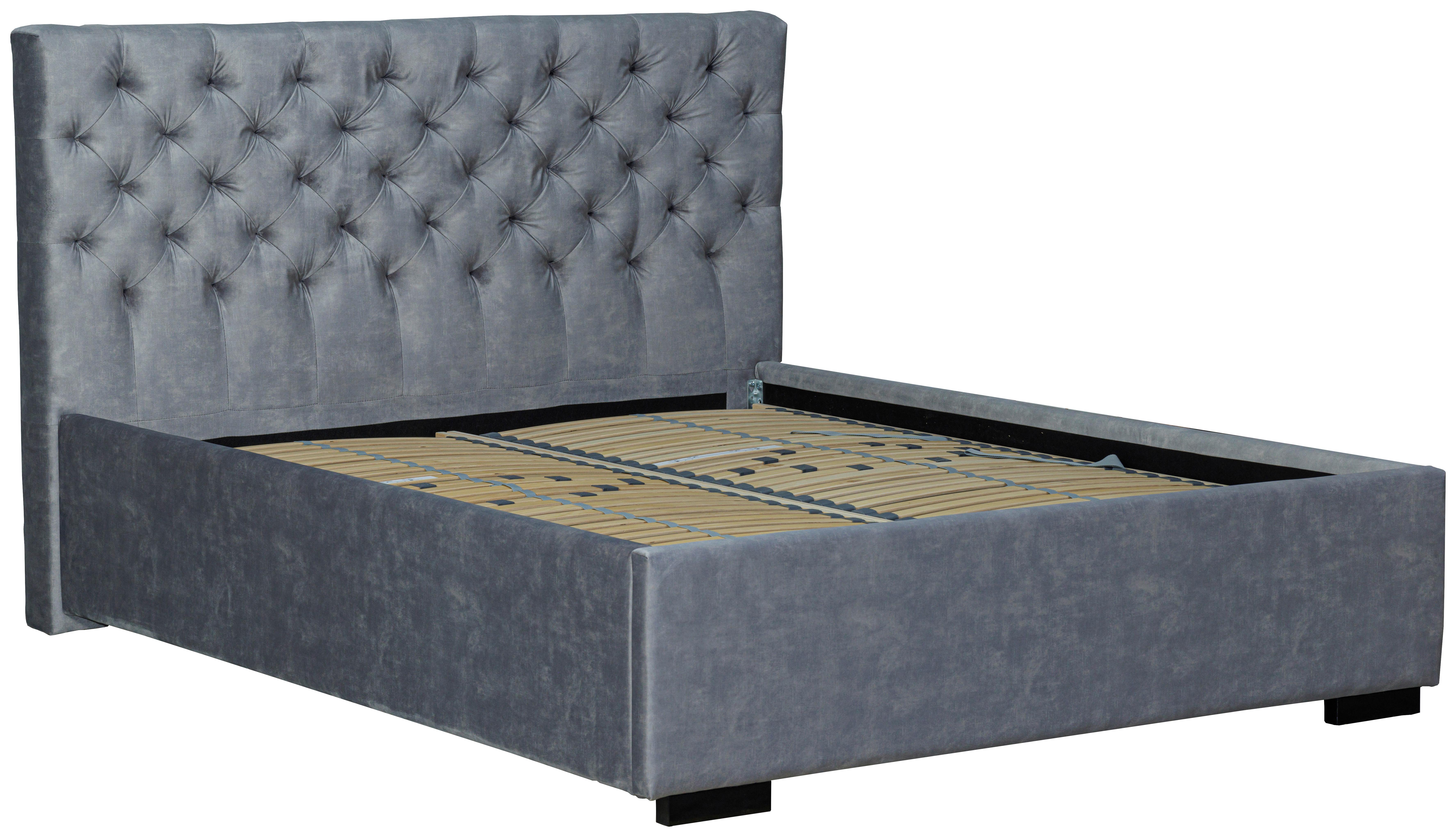 Oblazinjena Postelja Miami Storage, 180x200, Siva - siva/črna, Design, tekstil/les (180/200cm) - Modern Living