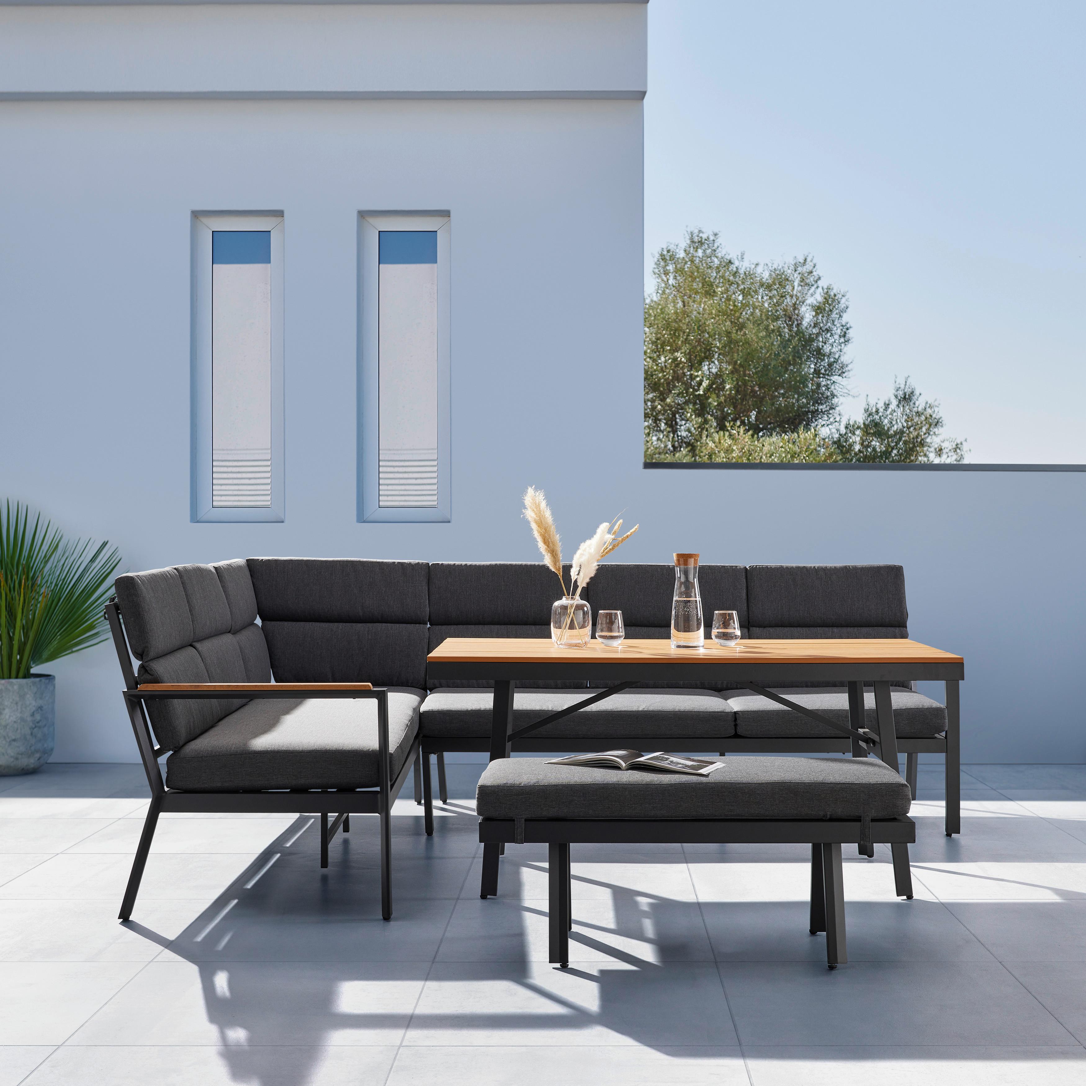 Vrtna Garnitura Eleonora - tamno siva/prirodne boje, Moderno, metal/tekstil (263/84/77cm) - Bessagi Garden