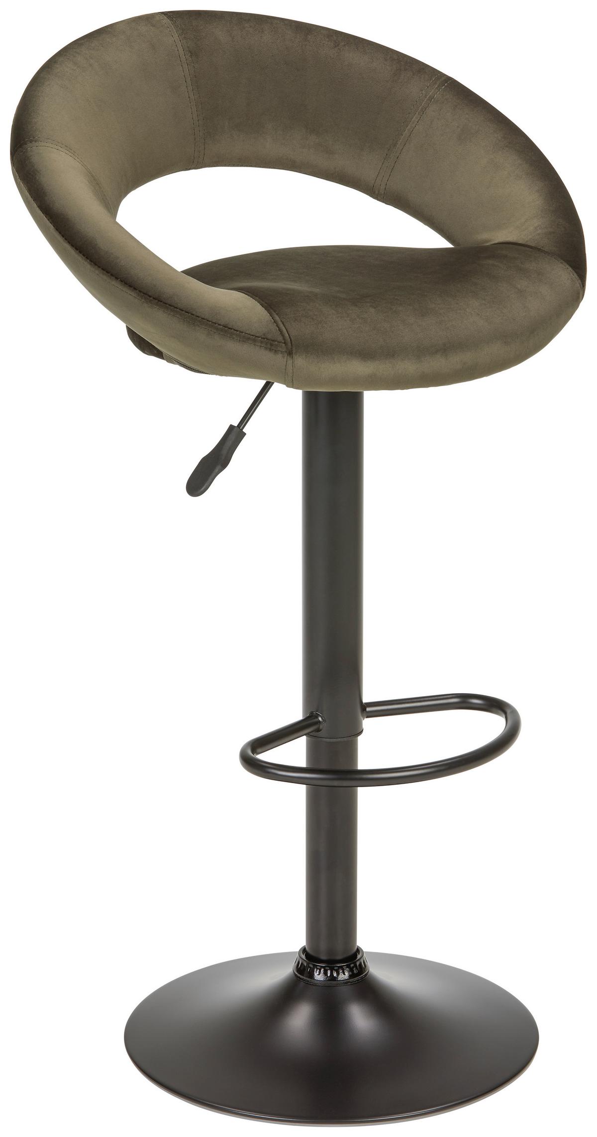 Taburet de bar WALKER - măsliniu/negru, Modern, metal/textil (56/82-103/50cm) - Mömax