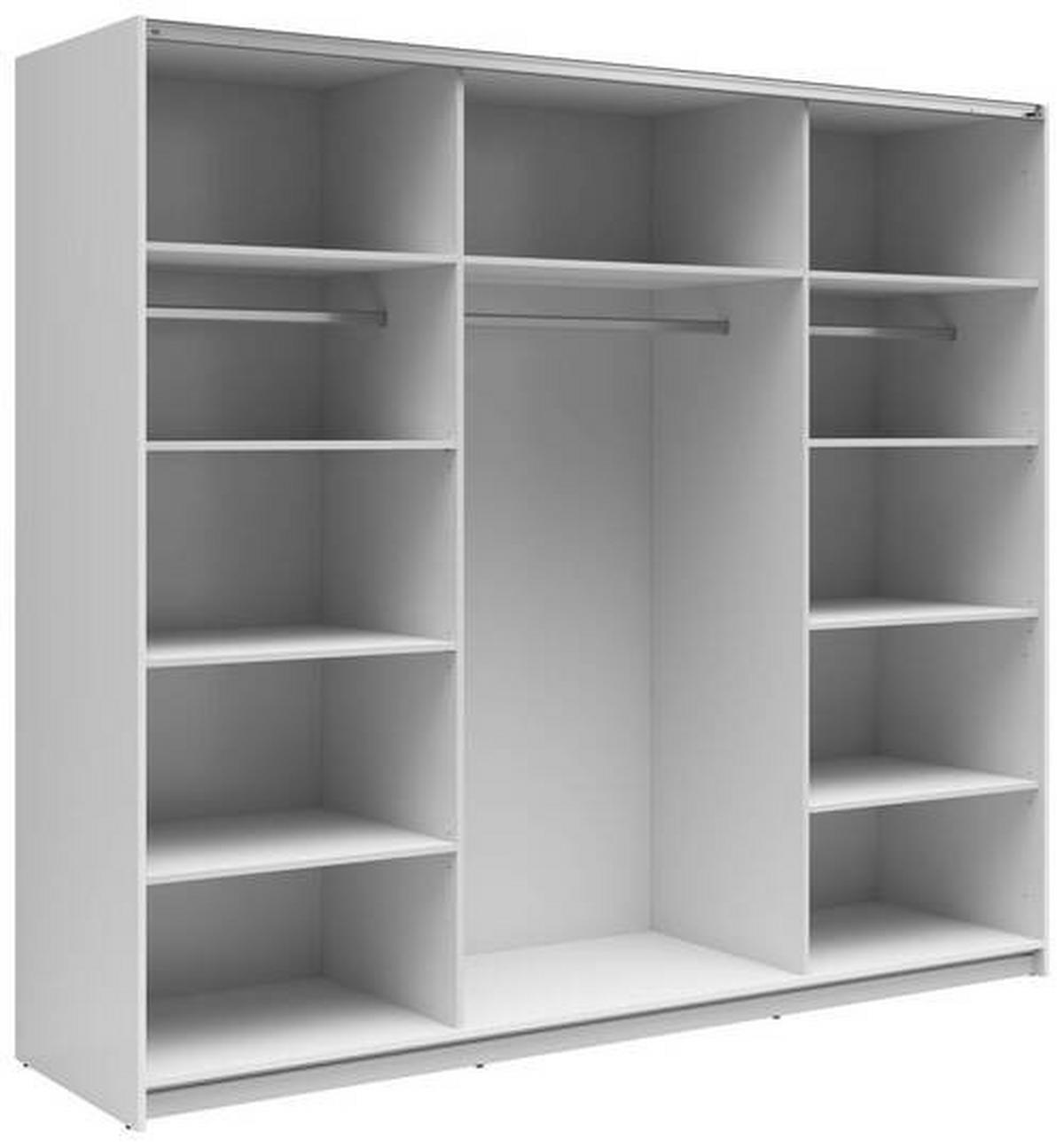 Ormar S Kliznim Vratima Tetrix - bijela visoki sjaj/prozirno, Moderno, staklo/drvni materijal (220/195,5/60cm) - Modern Living