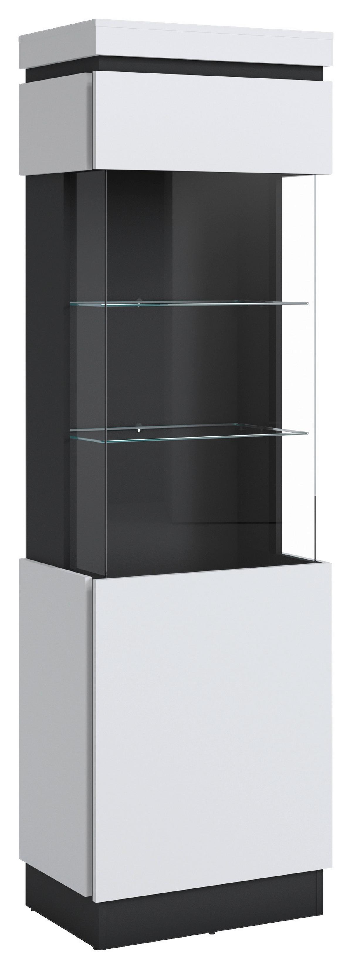 Vitrină CAMPANIA - alb/antracit, Trend, sticlă/material pe bază de lemn (60,1/200,5/40cm) - Modern Living