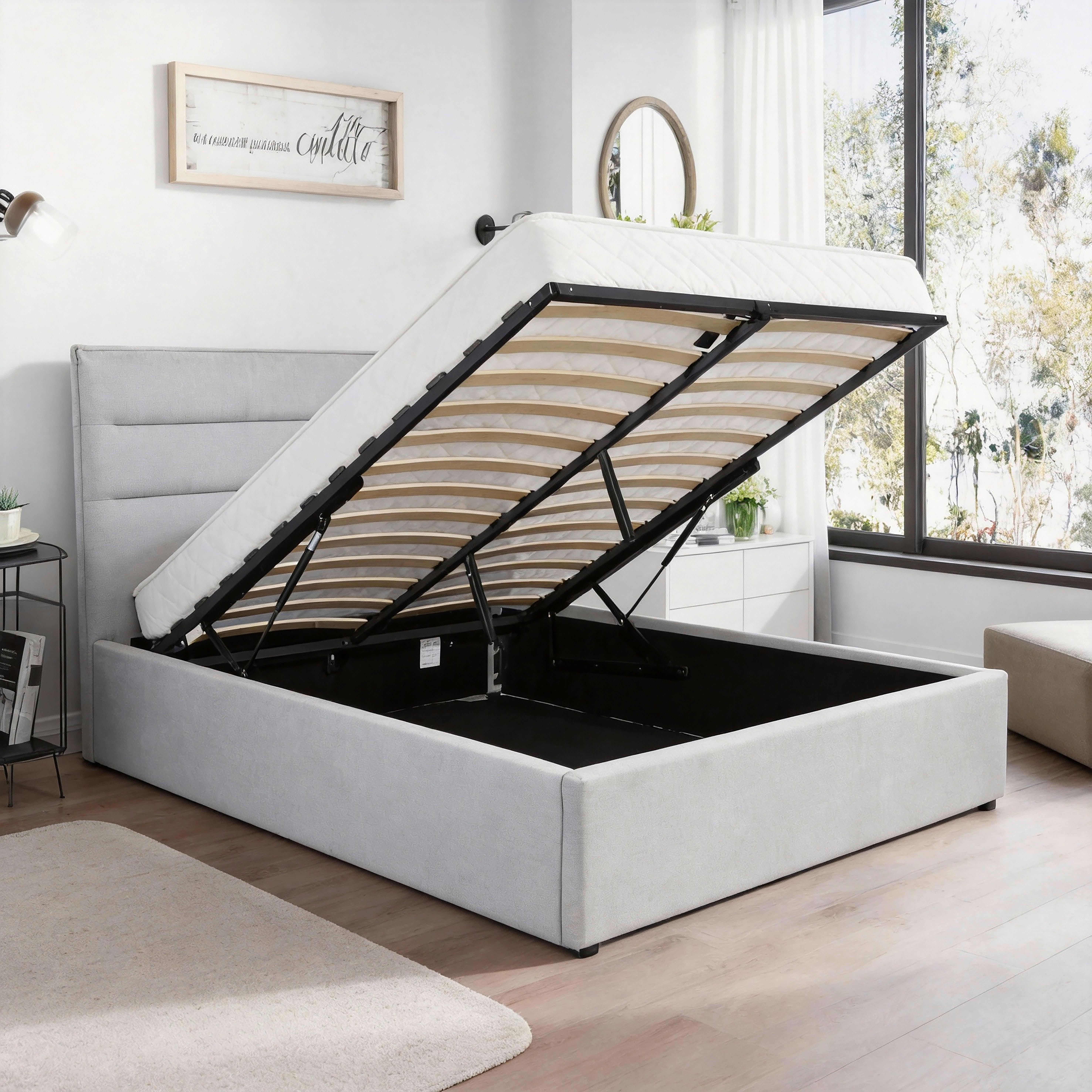 STOPPAD SÄNG SIENNA -EXKLUSIV- -BASED- - ljusgrå/svart, Lifestyle, metall/trä (160/200cm) - Based