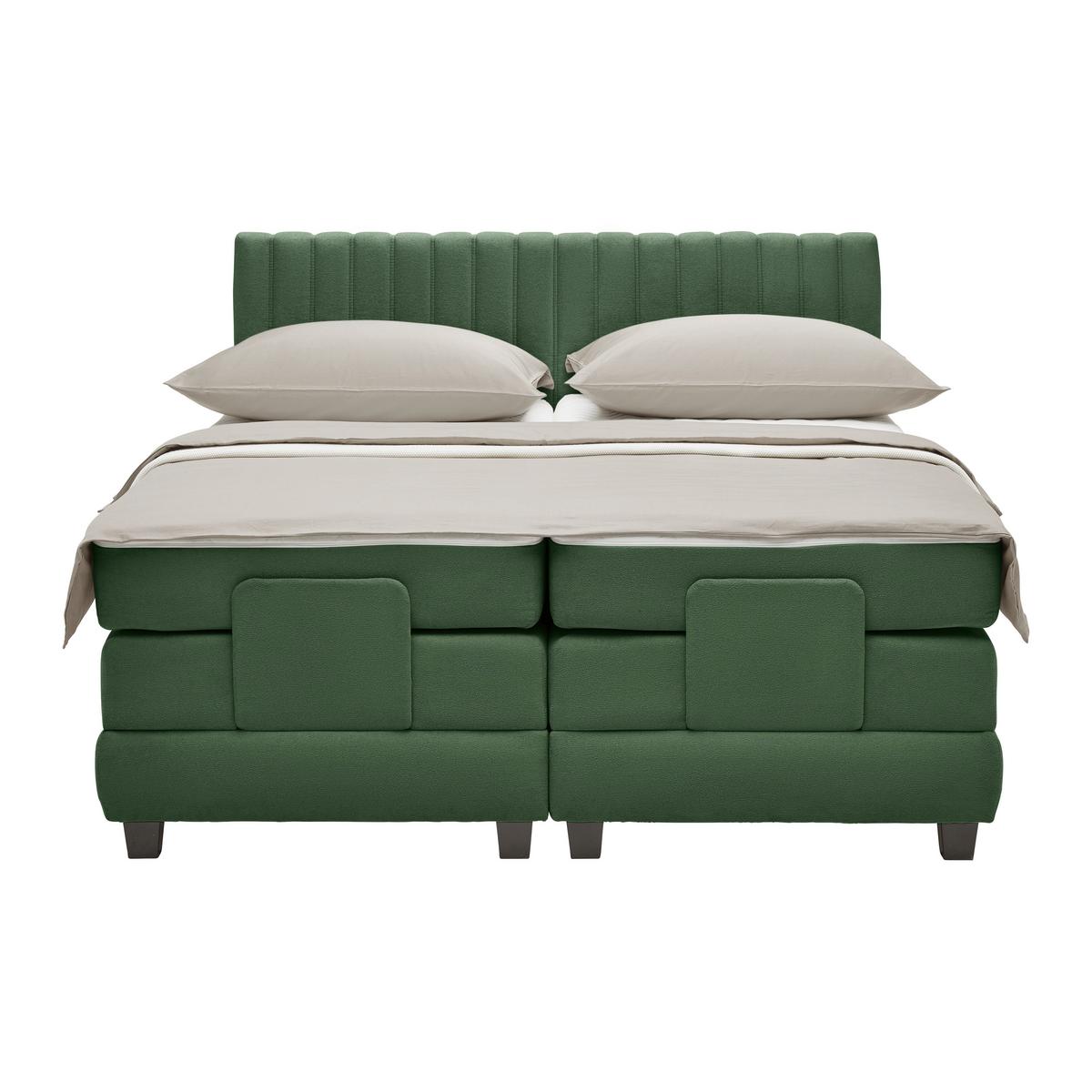Boxspringbett Dixon Dunkelgrün ca. 180x200cm - Dunkelgrün/Schwarz, Konventionell, Holz/Holzwerkstoff (180/200cm) - Premium Living
