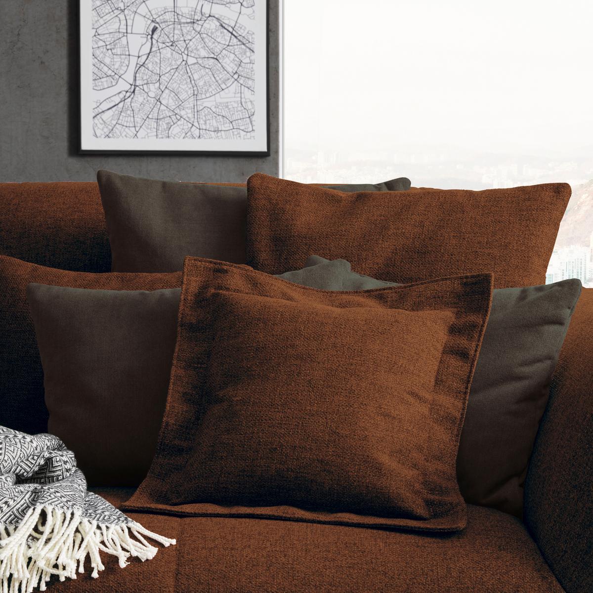 Bigsofa Trendy Kupferfarben - Schwarz/Kupferfarben, MODERN, Holzwerkstoff (260/93/124cm) - Premium Living