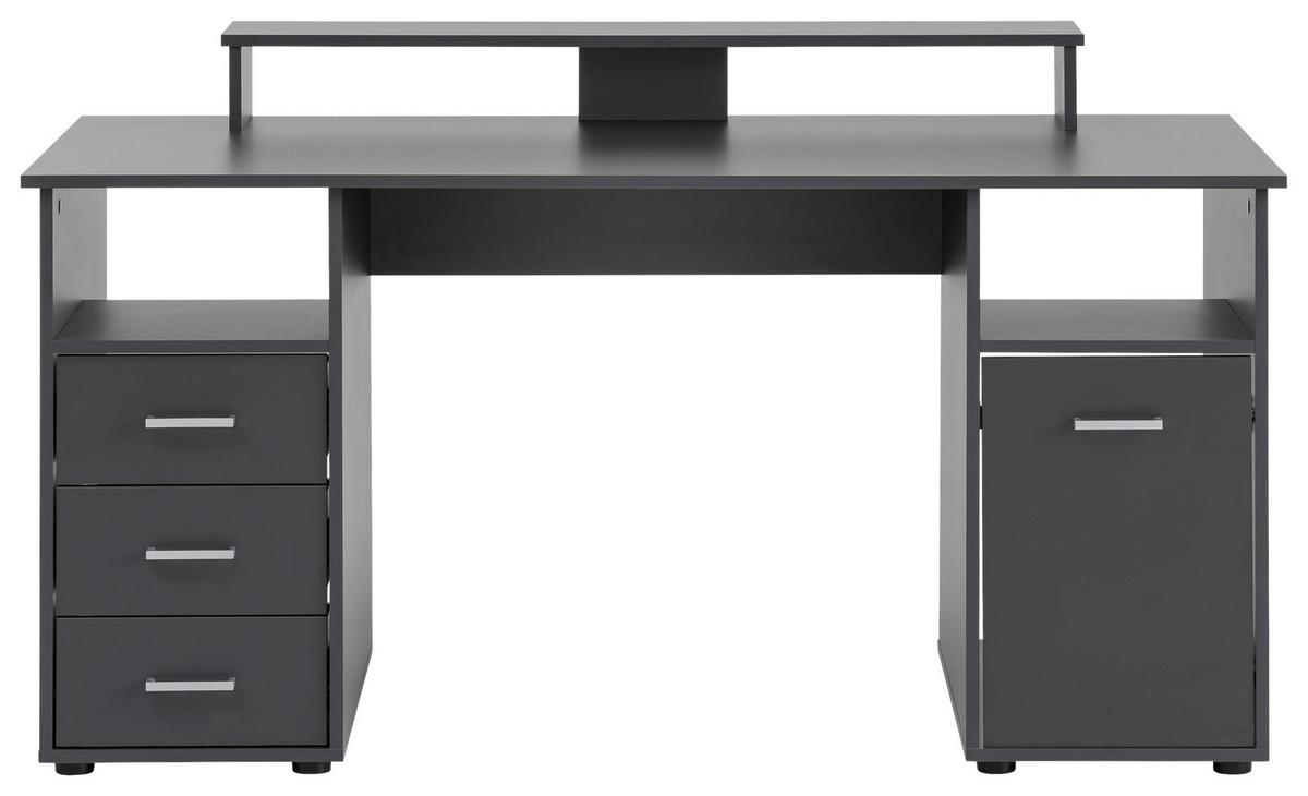 SCHREIBTISCH Niels, Anthrazit - Anthrazit/Silberfarben, MODERN, Holzwerkstoff/Kunststoff (150/70/70cm) - MID.YOU