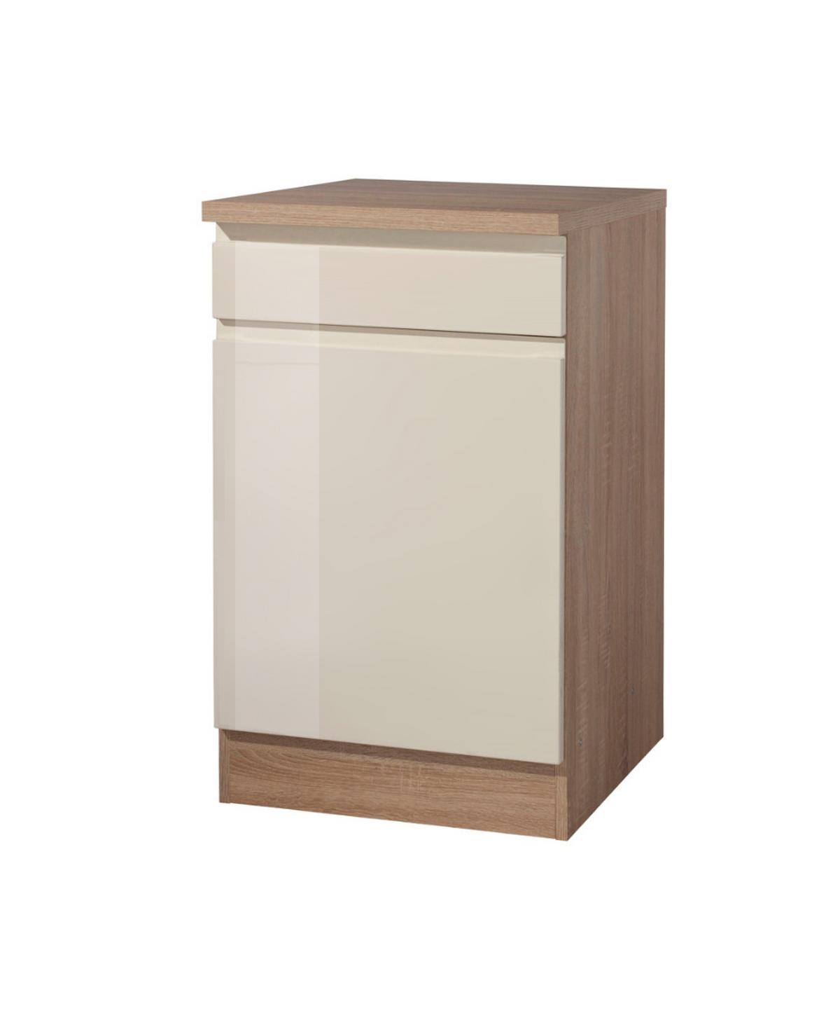 Küchenunterschrank "Cardiff" Creme/Eiche - Creme/Sonoma Eiche, Basics, Holzwerkstoff (50/85/60cm) - Held