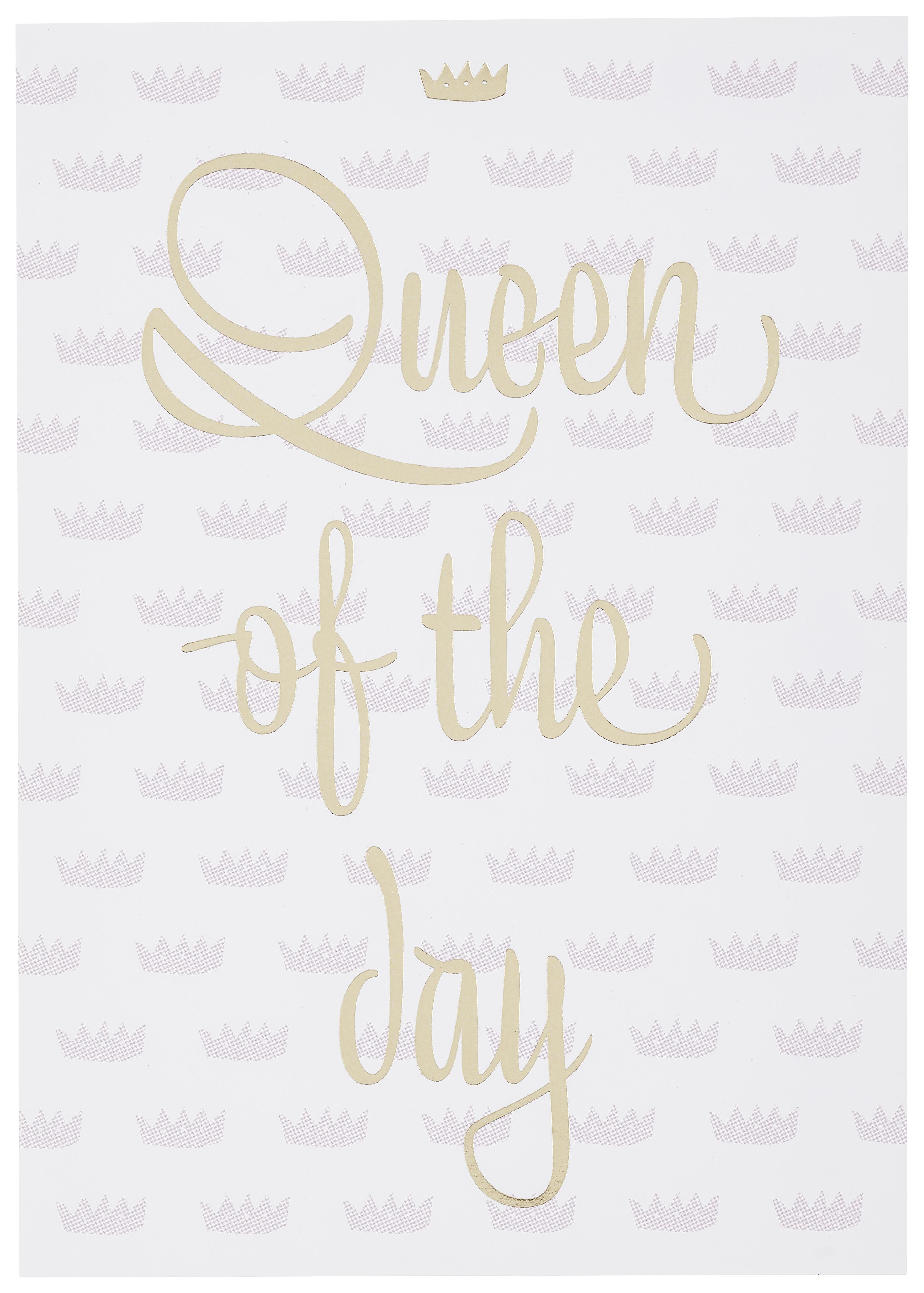 POSTKARTE Queen of the day - Goldfarben/Rosa, MODERN, Papier (10,5/14,8cm)