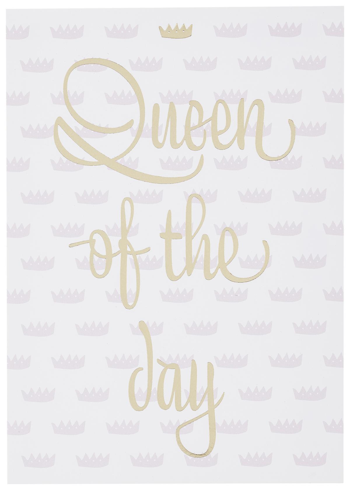 POSTKARTE Queen of the day - Goldfarben/Rosa, MODERN, Papier (10,5/14,8cm)
