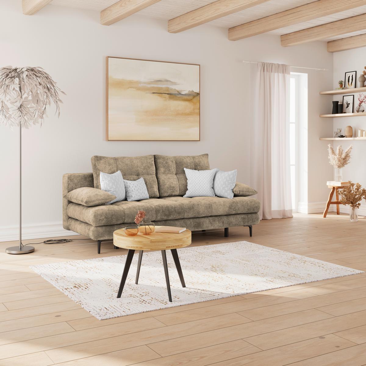 Trosjed Perla - svijetlo smeđa/crna, Konvencionalno, tekstil/metal (203/94/96cm)