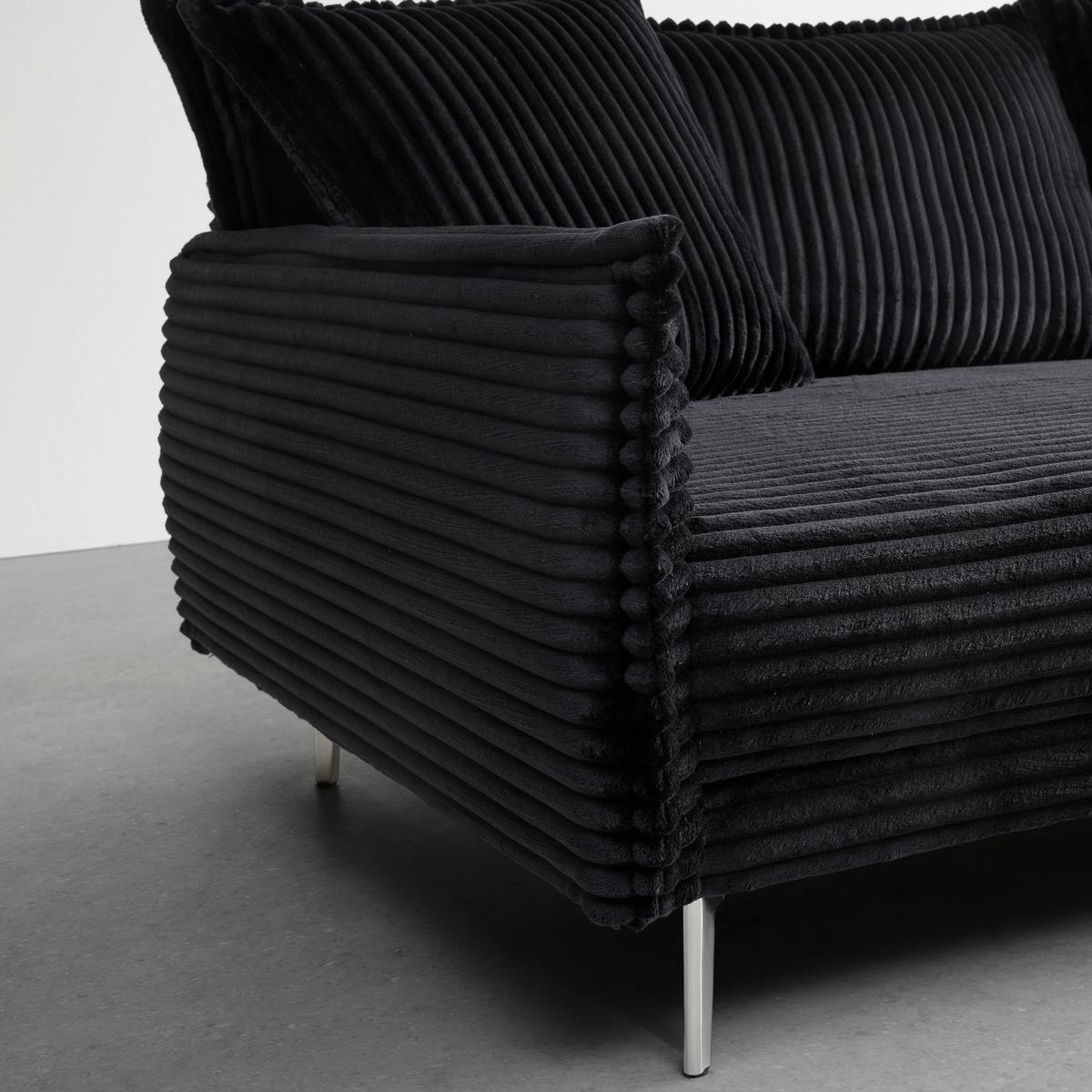 Bigsofa Kiss Schwarz - Chromfarben/Schwarz, MODERN, Holz/Metall (241/90/117cm) - Mömax