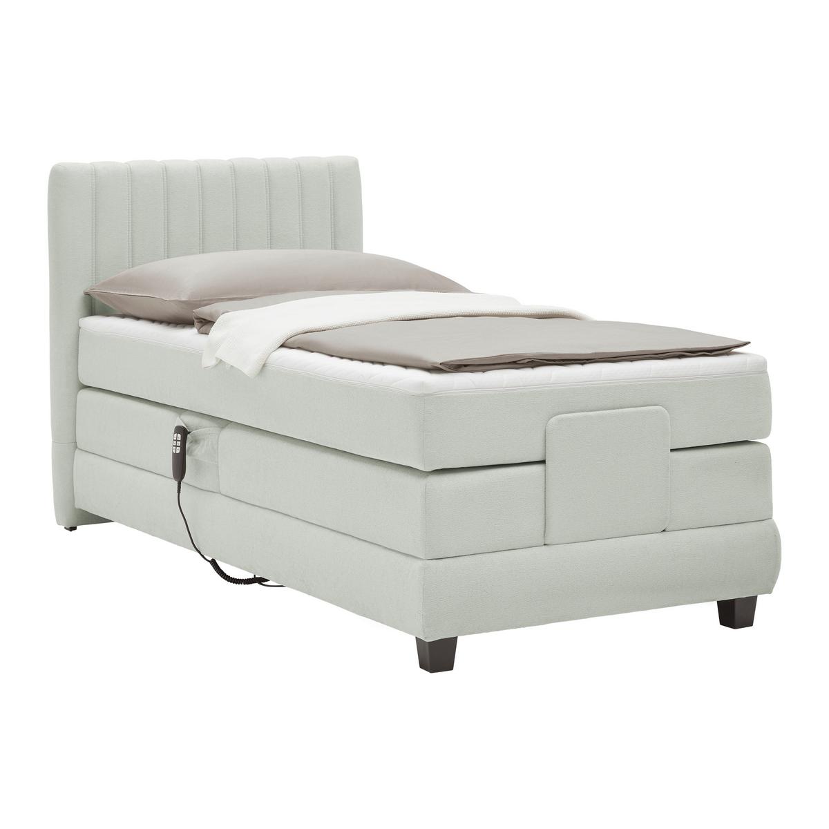 Boxspringbett Dixon Hellgrau ca. 90x200cm - Hellgrau/Schwarz, KONVENTIONELL, Holz/Holzwerkstoff (90/200cm) - Premium Living