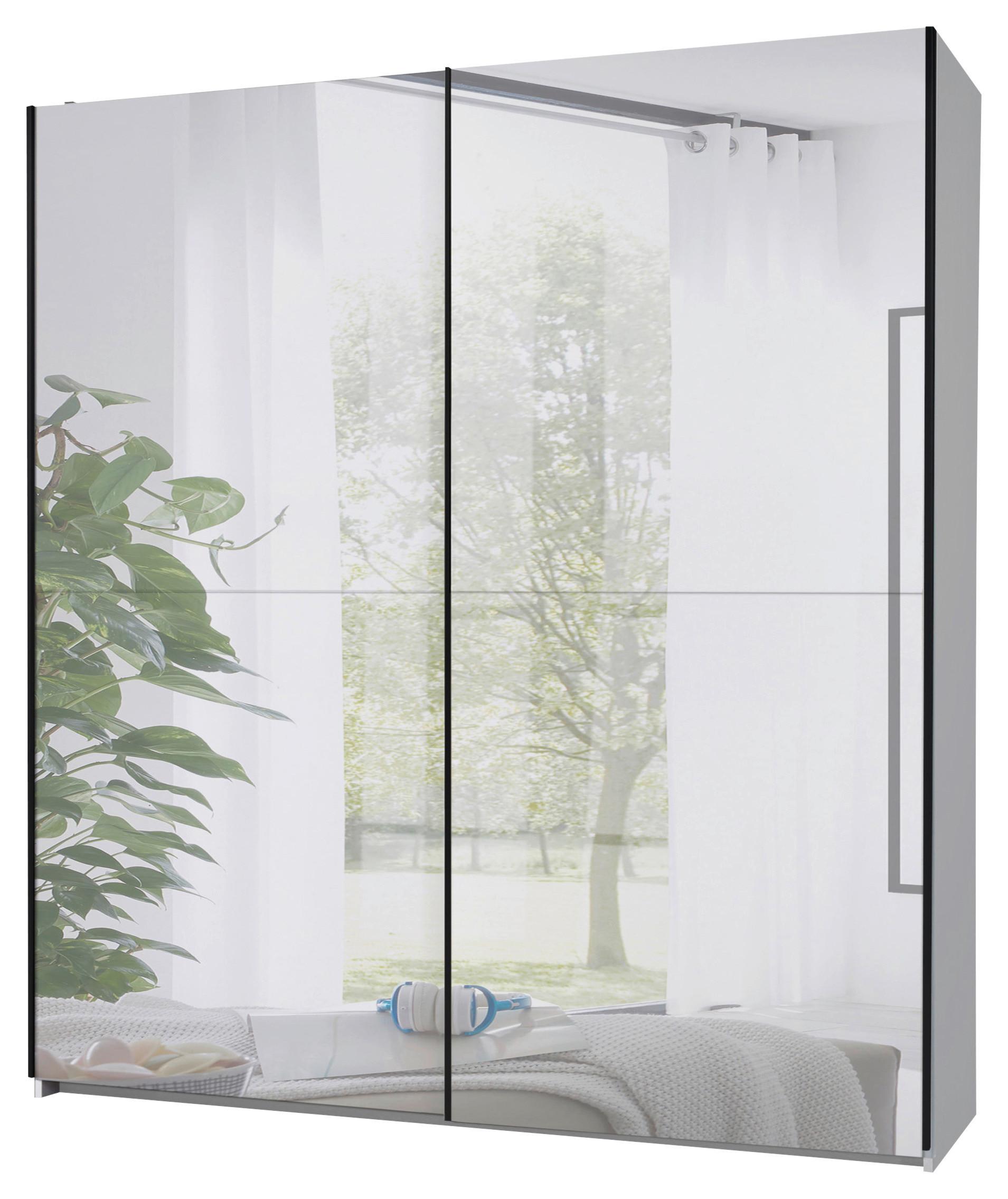 Dulap cu uși culisante NOEMI - alb, Trend, sticlă/material pe bază de lemn (215/210/60cm) - Modern Living