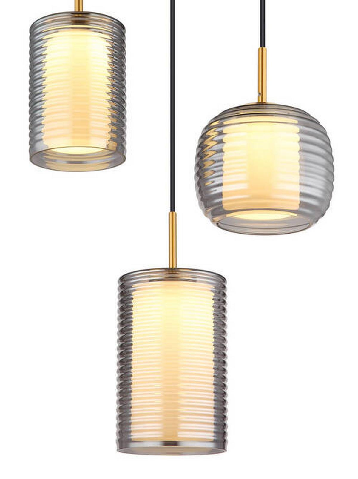 LED-HÄNGELEUCHTE 15740-3 - Messingfarben/Schwarz, Design, Glas/Metall (50/150cm) - Globo