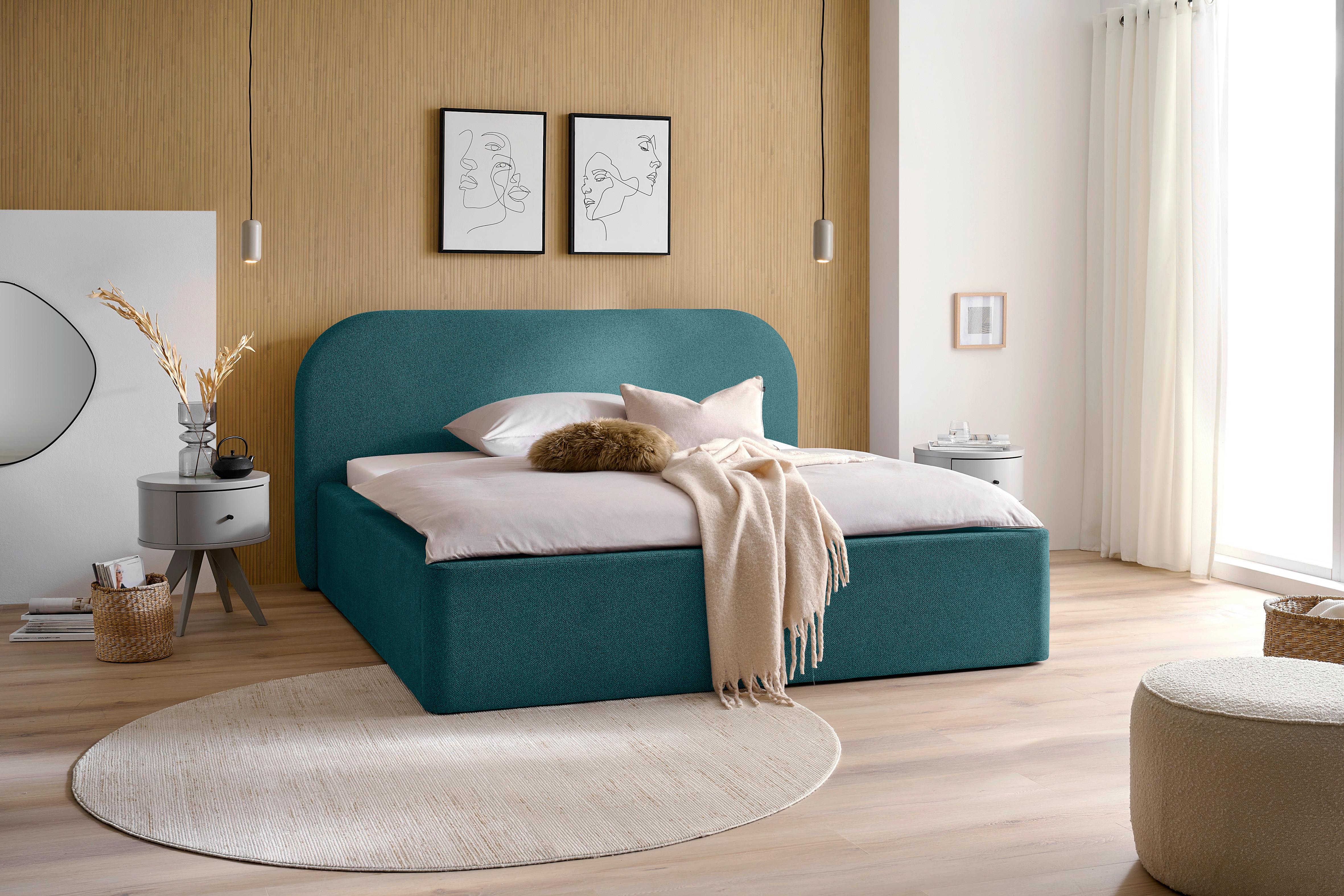 Tapecirani Krevet Bilbao Classic - boje petroleja/crna, Design, tekstil (140/200cm) - Based