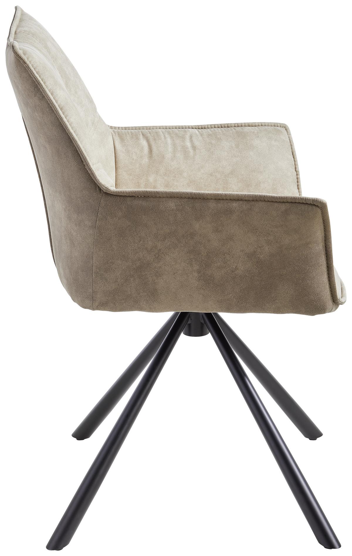 KRZESŁO Z PODŁOKIETNIKAMI LABIN - czarny/brązowy, Modern, metal/tkanina (63/85/64cm) - Livetastic