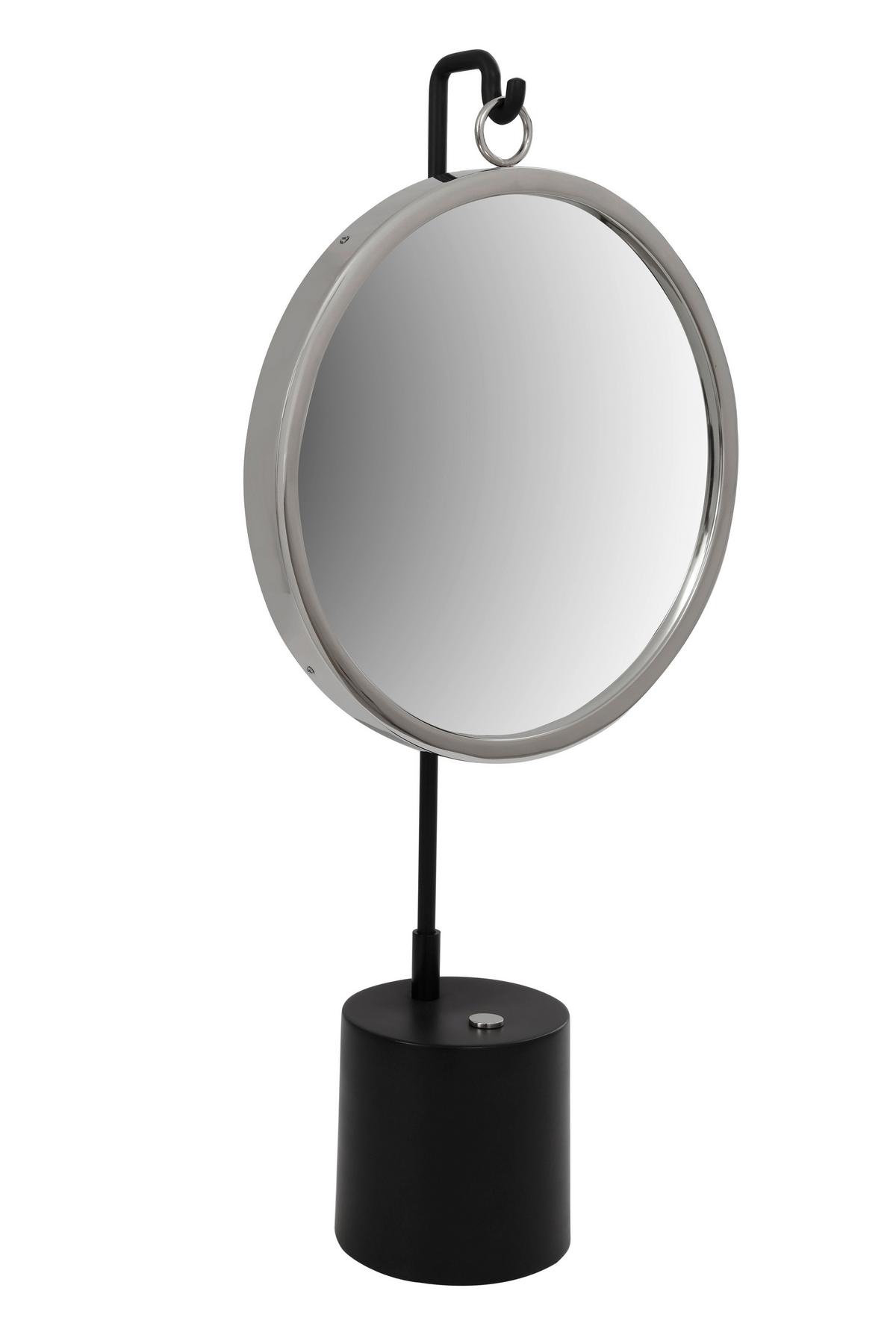 SCHMINKSPIEGEL QWEBS-BLK-SIV - Silberfarben/Schwarz, Modern, Glas/Metall (30/65/13cm) - Kayoom