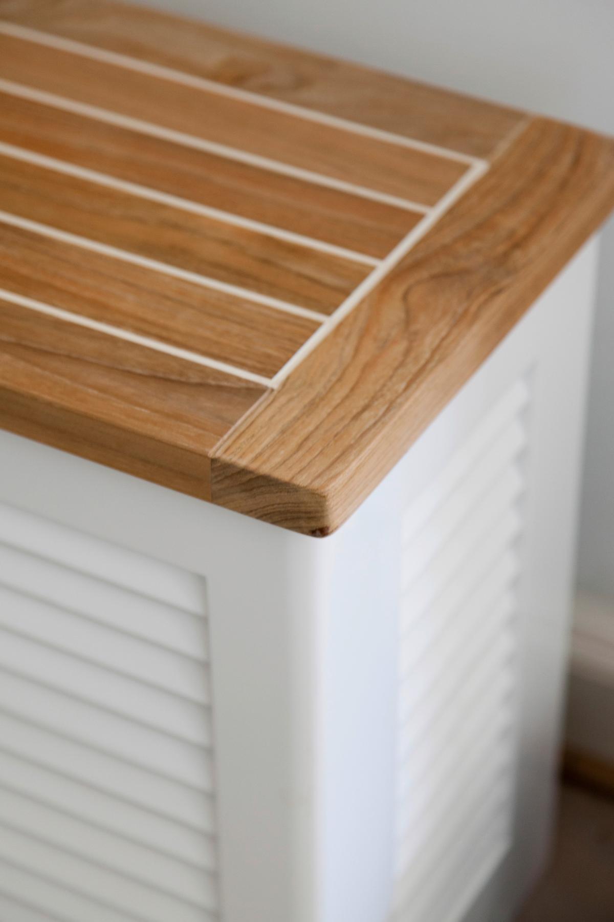 Truhe Classic ca.90x48x30cm Teakholz,Weiß - Weiß/Teakfarben, ROMANTIK / LANDHAUS, Holz (90/48/30cm) - MID.YOU