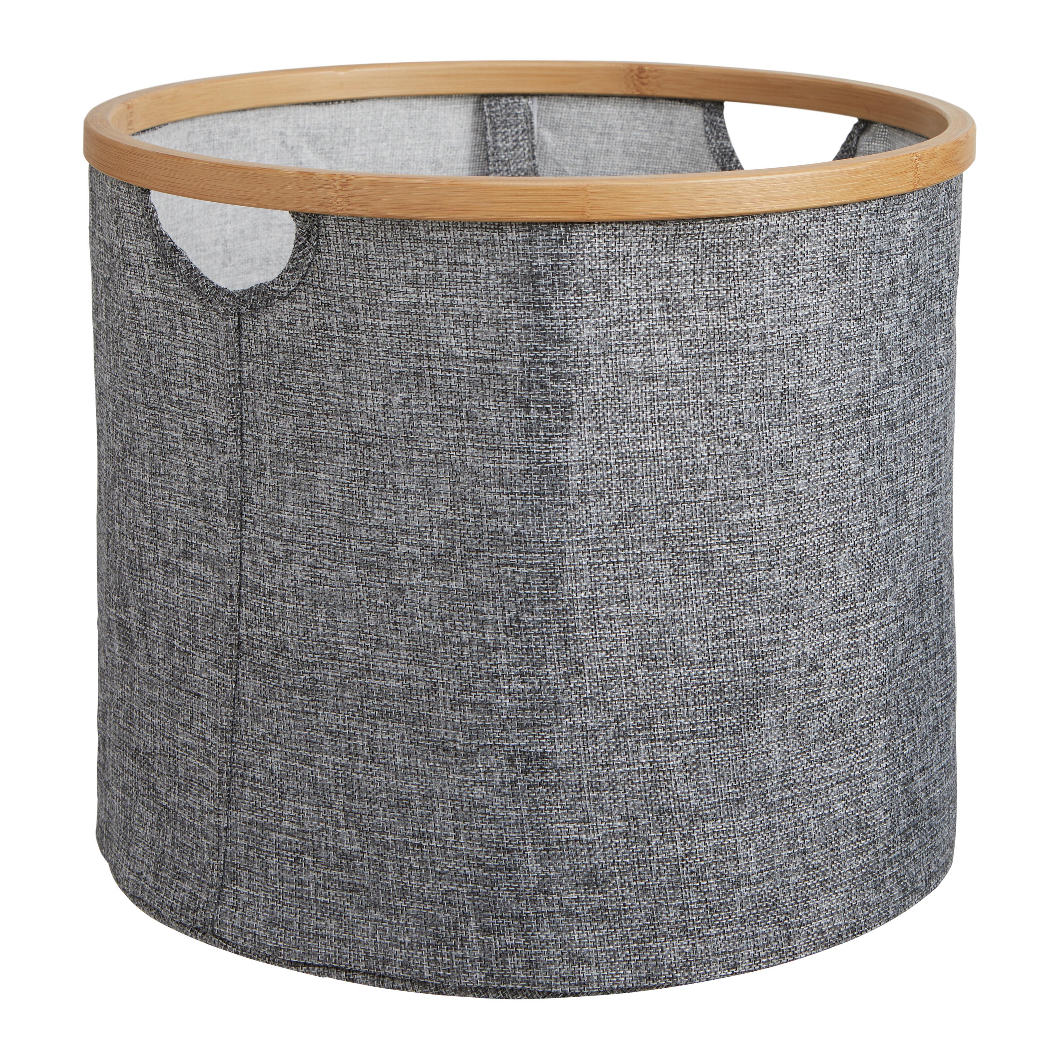 POJEMNIK DO PRZECHOWYWANIA BENT - szary, Modern, drewno/tkanina (38/32cm) - Modern Living