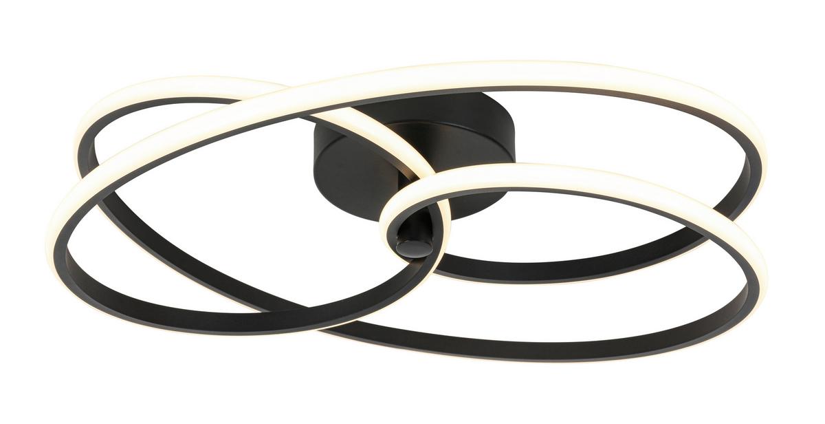 Stropna Led-svetilka Mofer - črna, Moderno, kovina/umetna masa (50/13cm) - Premium Living