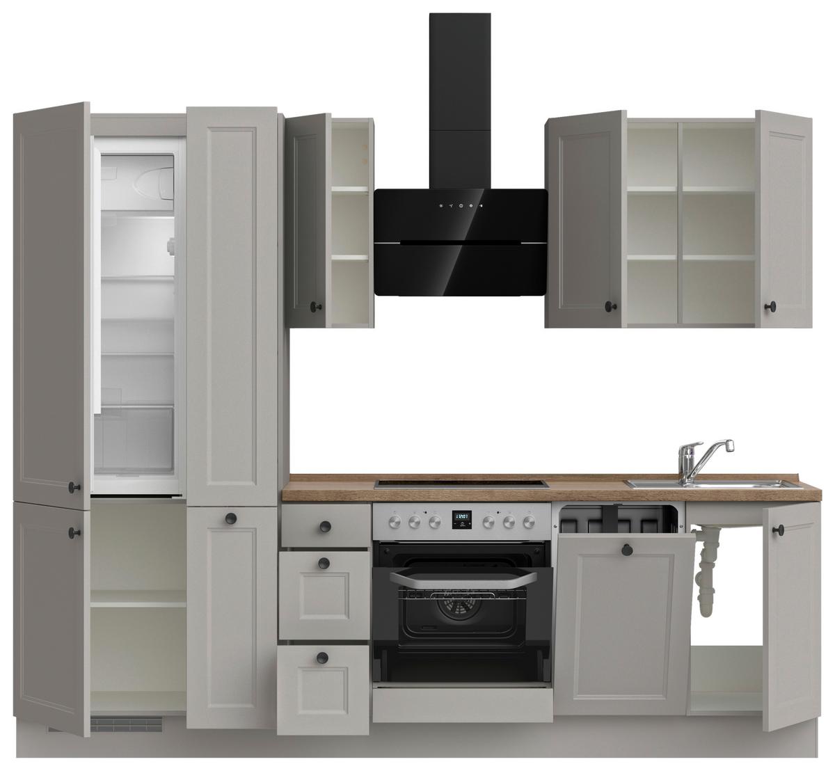 Küchenblock Cascada High m. Geräten Grau - Eiche dunkel/Schwarz, MODERN, Holzwerkstoff/Metall (270cm) - Nobilia