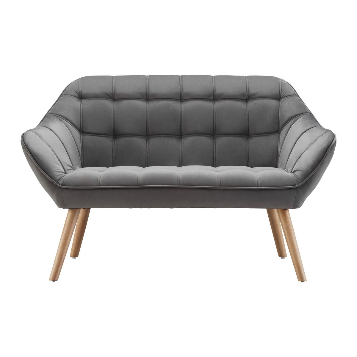 Dvosed Monique, Temno Siva, Žamet - temno siva, Moderno, tekstil/les (127/76/74,5cm) - Bessagi Home