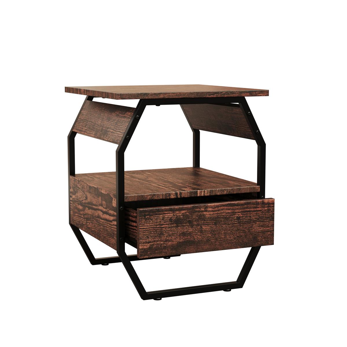 NACHTTISCH AULARI S - Eichefarben/Schwarz, Modern, Holzwerkstoff/Metall (40/50/40cm) - MID.YOU