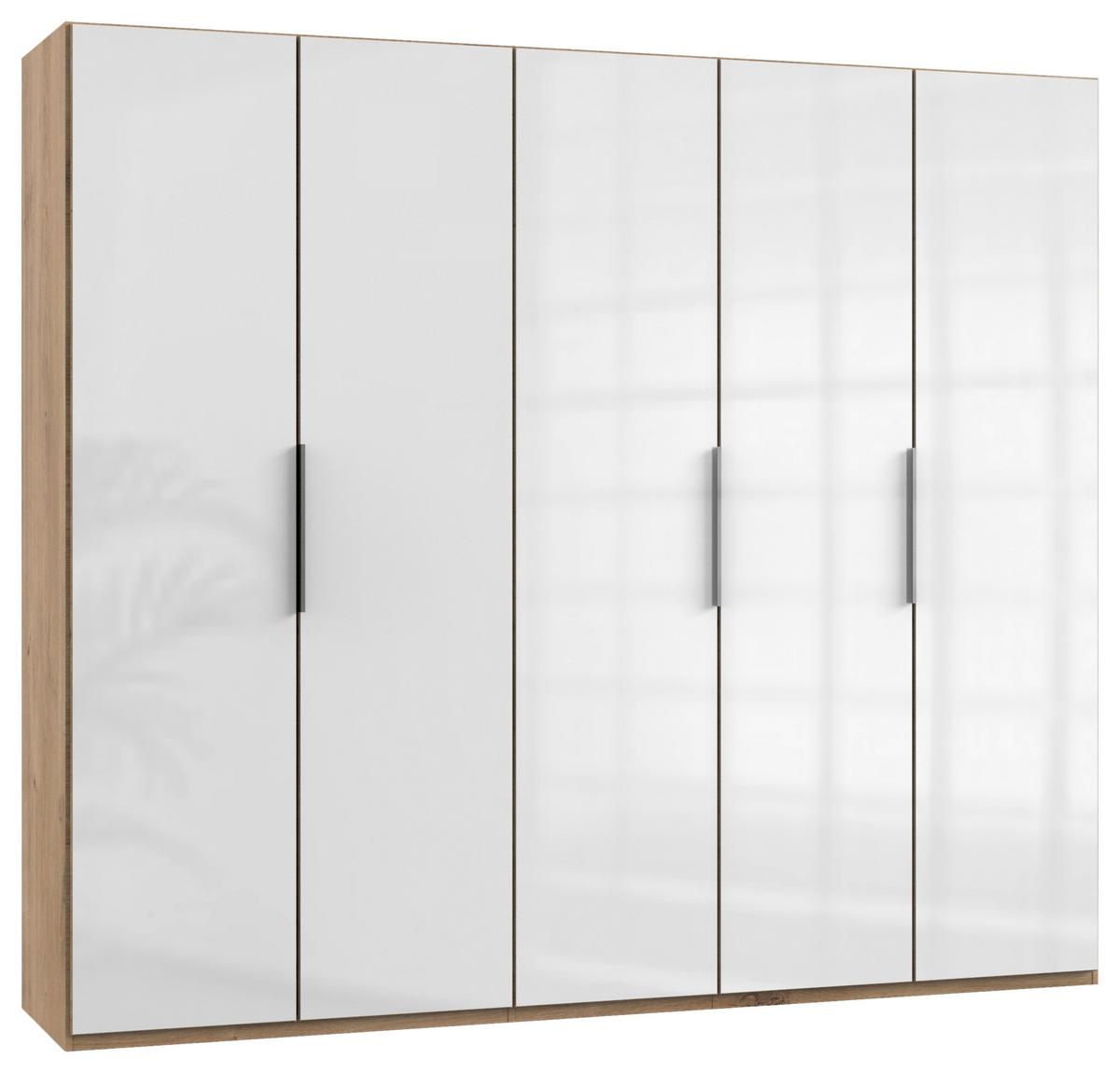 Drehtürenschrank ca. 250 cm Level 36D Weiß/Eiche Dekor - Chromfarben/Weiß Hochglanz, MODERN, Holzwerkstoff (250/216/58cm) - MID.YOU