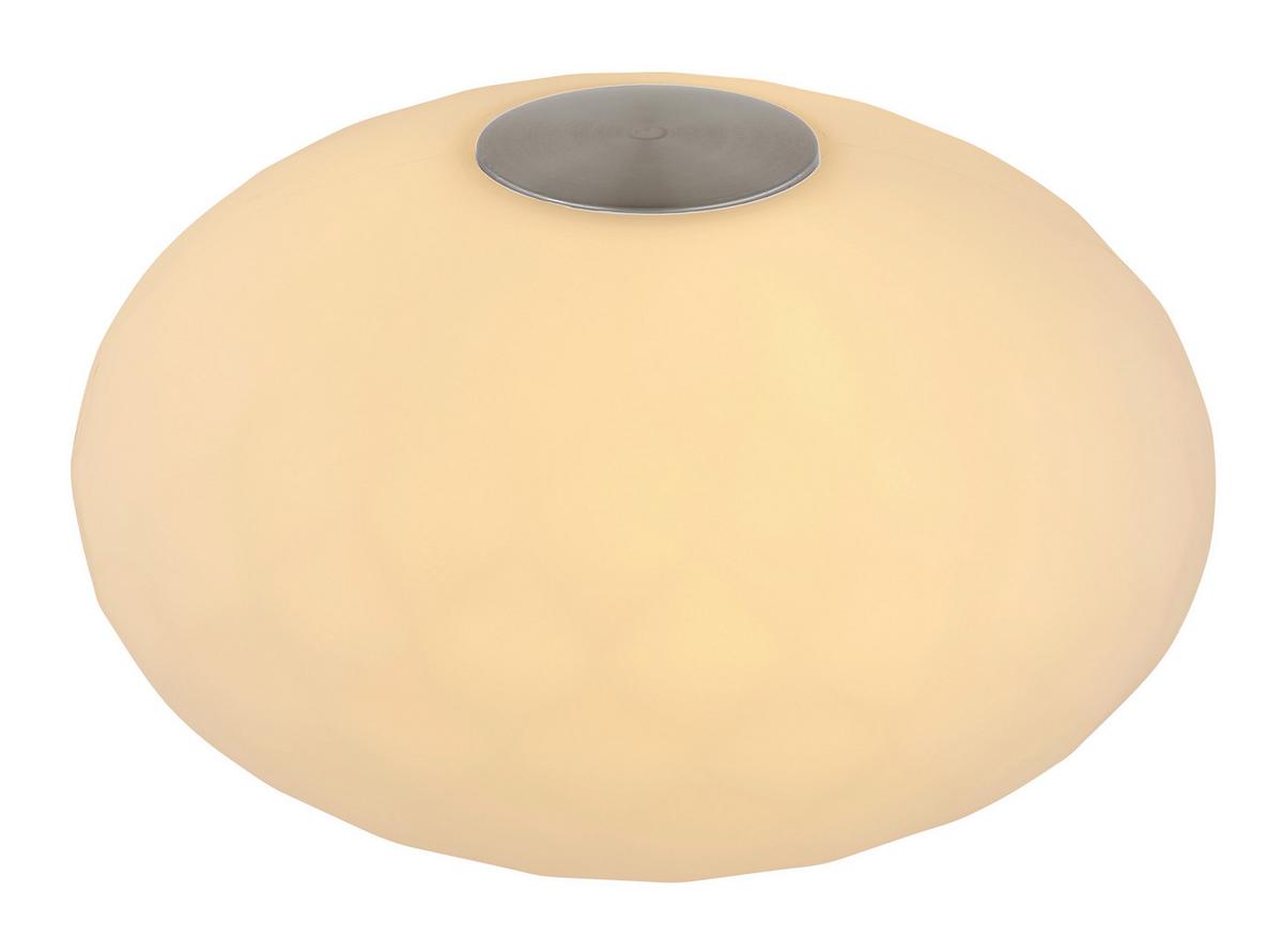 AKKU-TISCHLEUCHTE 28068 LEALA - Weiss/Edelstahlfarben, Konventionell, Kunststoff/Metall (20/11,7cm) - Globo