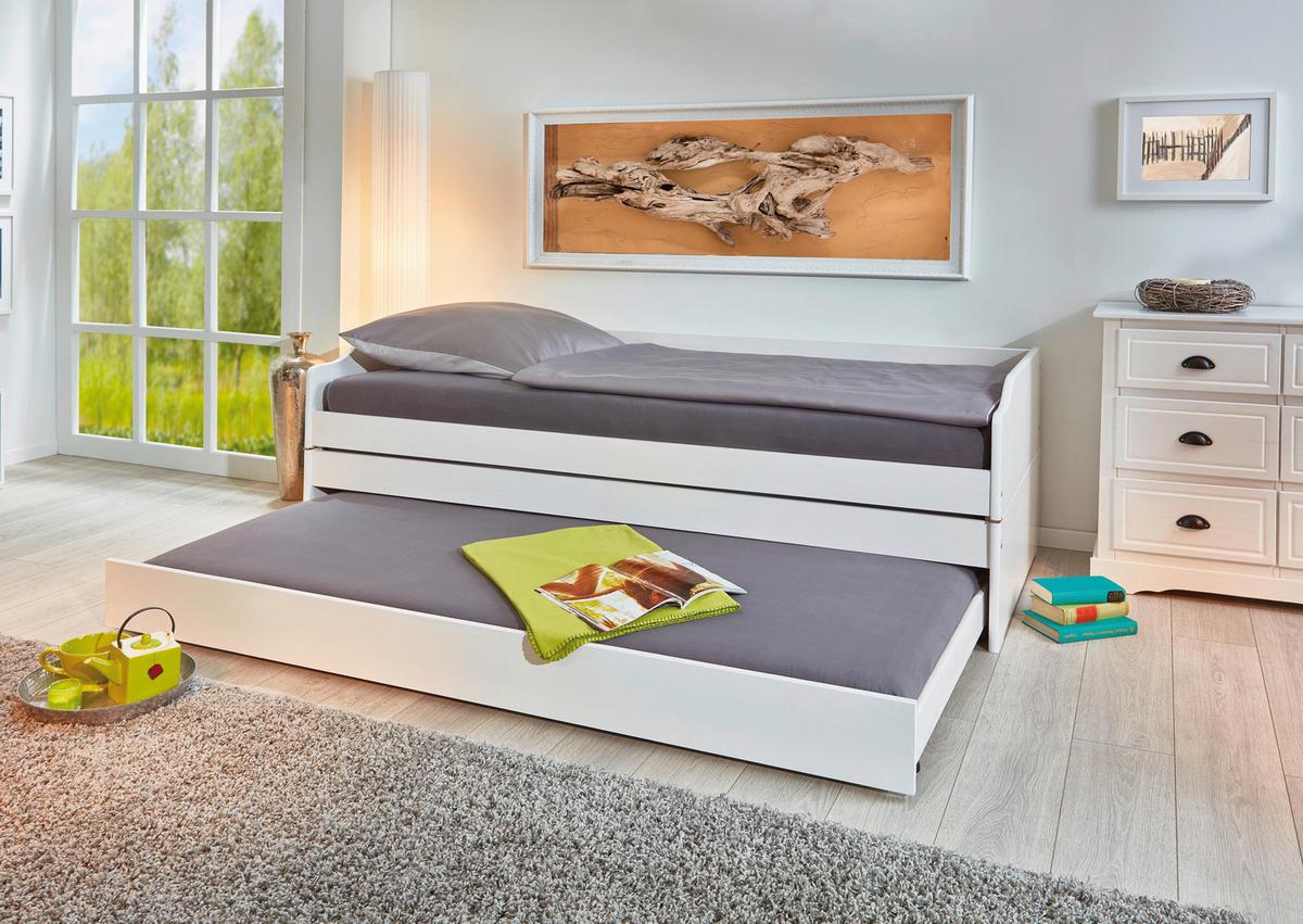 Mladinska Raztegljiva Postelja Lotar, Bela, 90-180x200 - bela/naravne barve, Konvencionalno, les (90/200cm) - MID.YOU