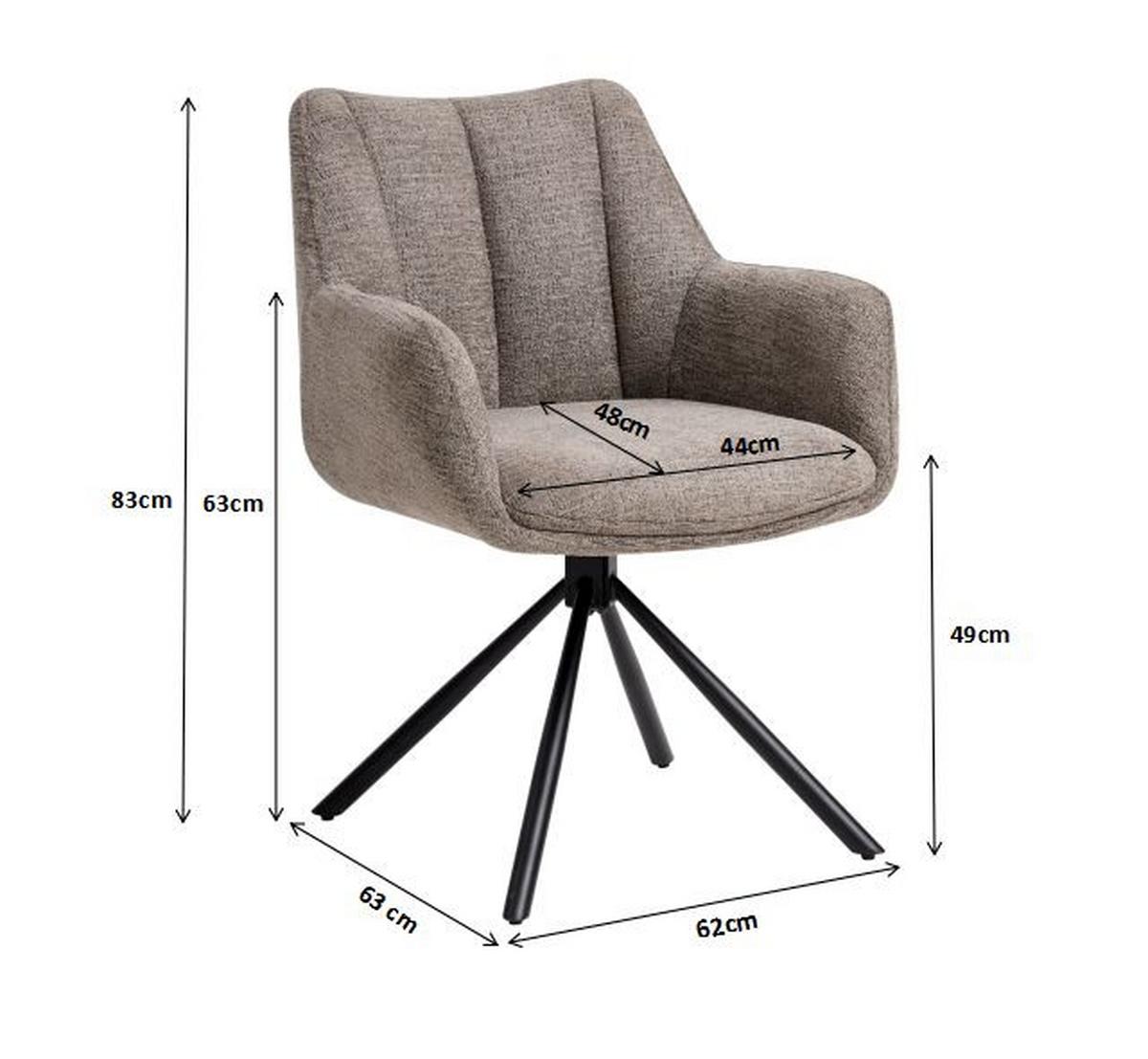 Stolica Lacy - svijetlo smeđa/crna, Moderno, metal/tekstil (63/63/81cm) - Premium Living