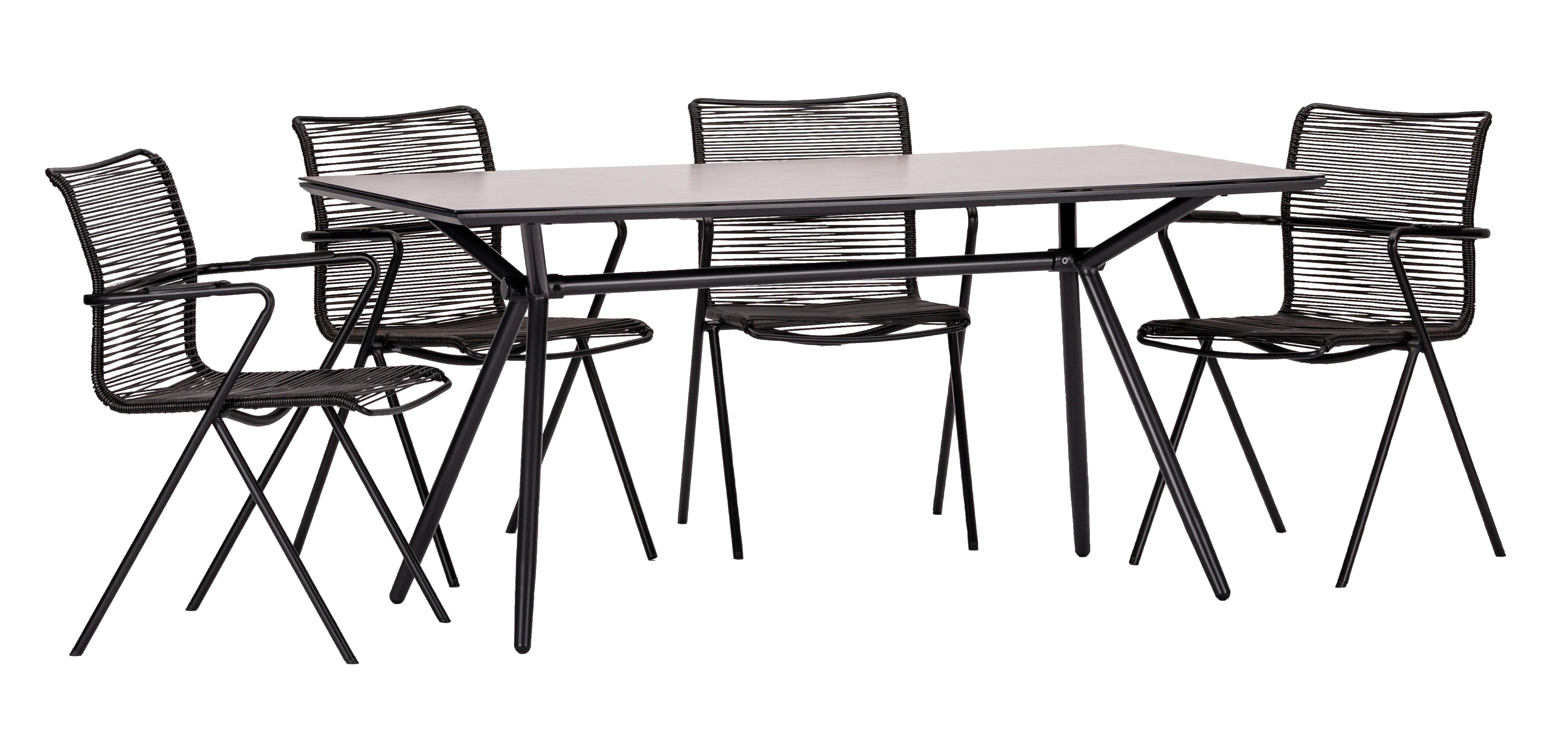 Gartengarnitur 5-tlg. Alpha rope Metall/Kunststoff/Glas - Taupe/Anthrazit, Basics, Glas/Kunststoff (80/75/160cm) - Acamp