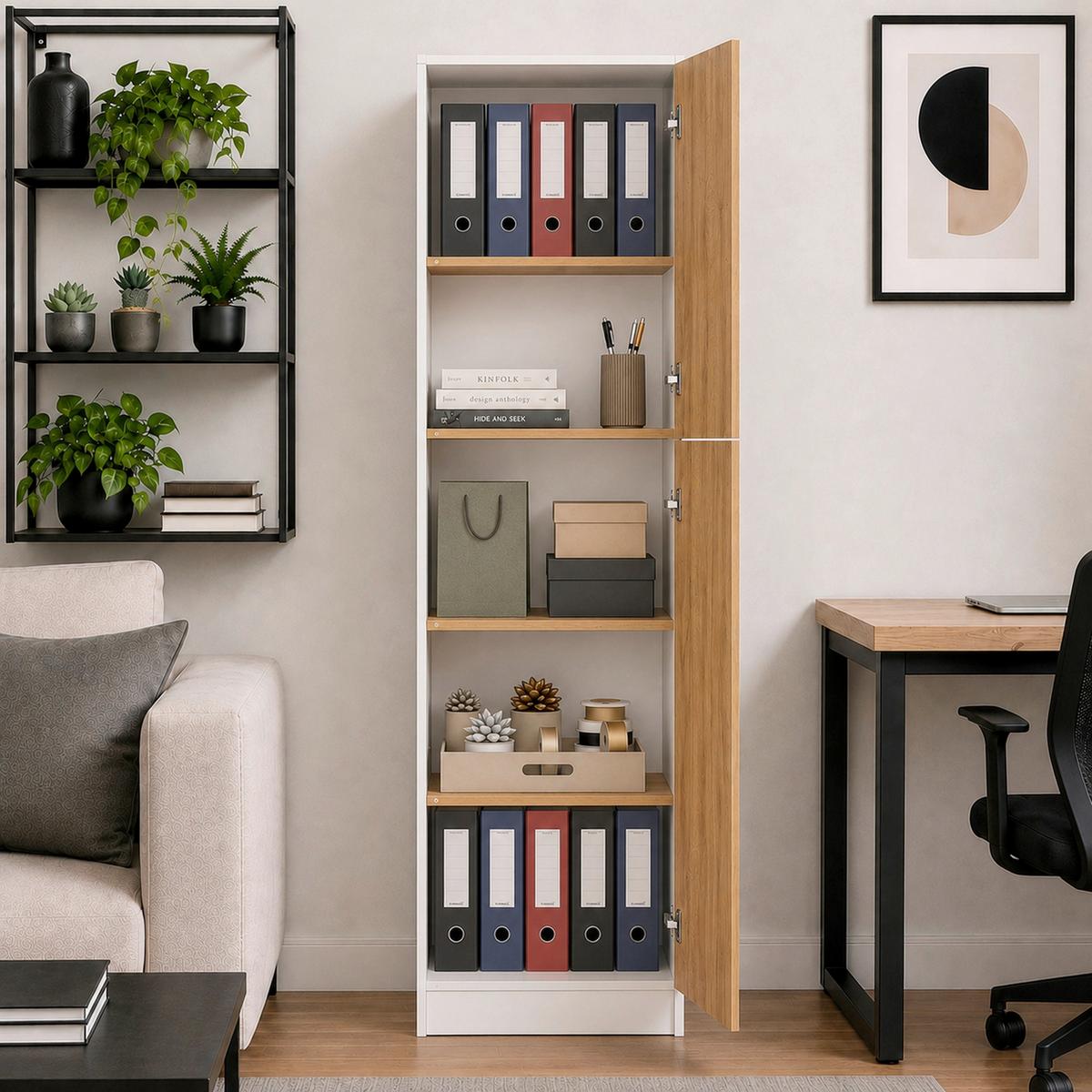 Aktenschrank Dilos Xl - Honigeiche/Weiss, Modern, Holzwerkstoff (52/183/32cm) - MID.YOU