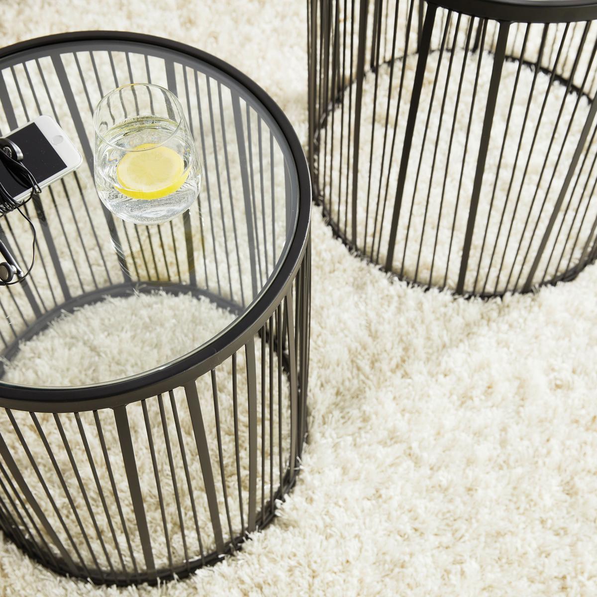 Set de mese auxiliare STICKS - negru, Modern, sticlă/metal (40-45/45-50cm) - Premium Living