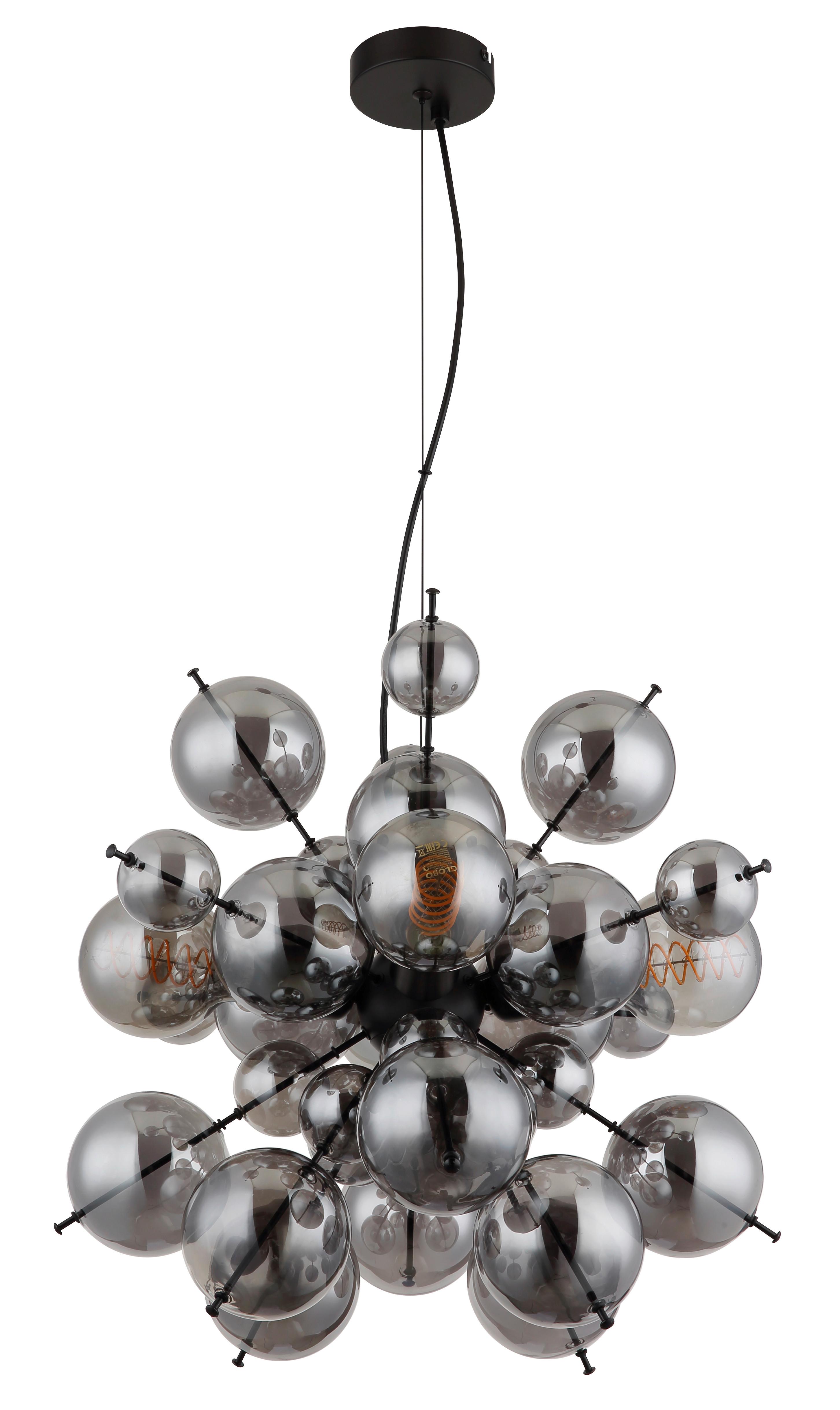 HÄNGELEUCHTE 15633H2S UDO - Goldfarben/Schwarz, Design, Glas/Kunststoff (51,5/120cm) - Globo