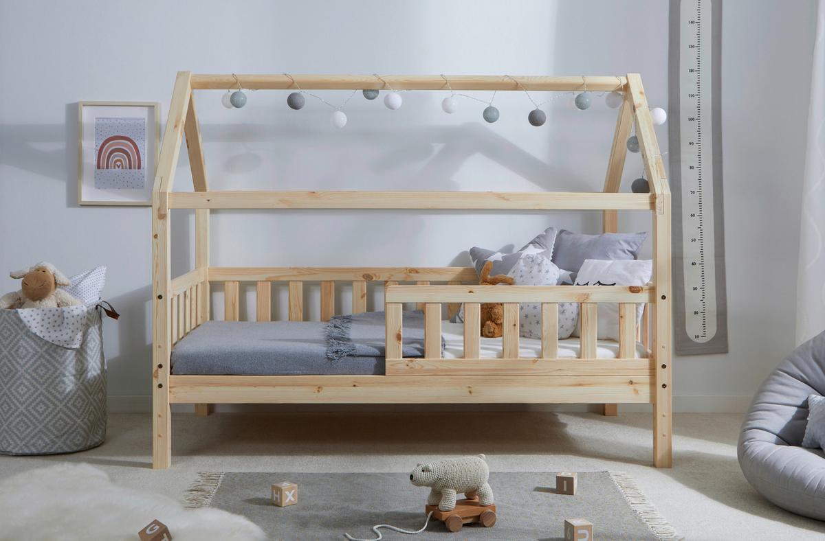 Hausbett Kay ca. 80x160 cm Kiefer Natur - Naturfarben, MODERN, Holz/Textil (80/160cm) - MID.YOU