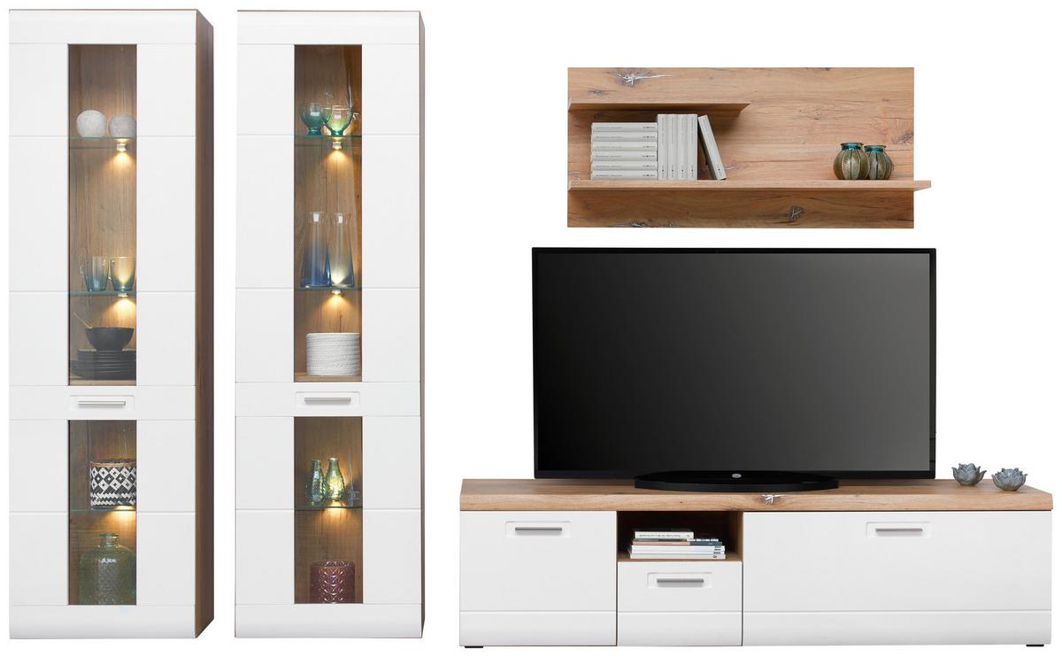 Vitrina Auris - bijela, Moderno, staklo/drvni materijal (60/204,2/37,1cm) - Modern Living