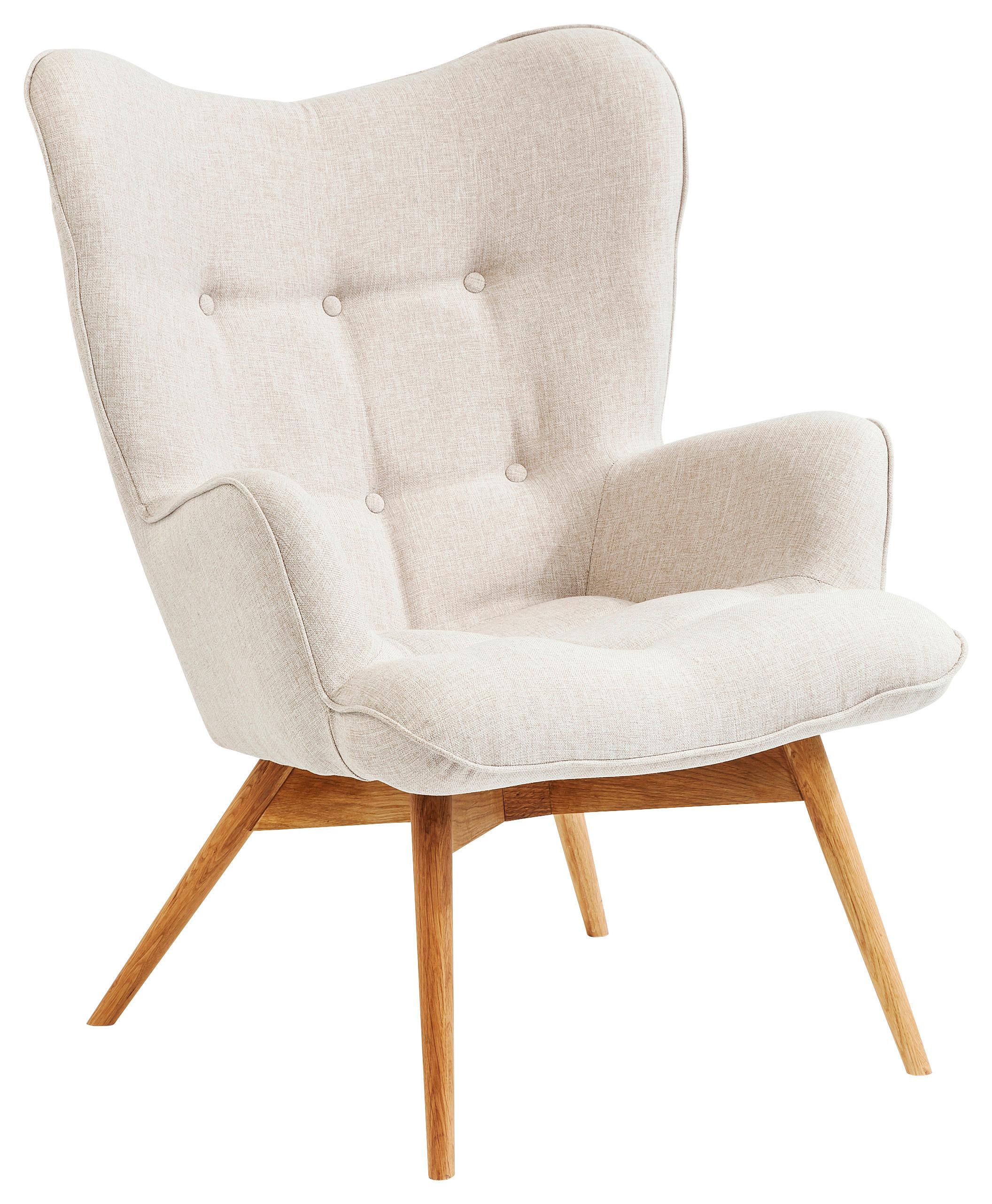 FOTEL USZAK VICKY WILSON KARE DESIGN - kolor naturalny/kremowy, Trend, tkanina/drewno (73/94/83cm) - Kare-Design