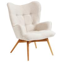 FOTEL USZAK VICKY WILSON KARE DESIGN - kolor naturalny/kremowy, Trend, tkanina/drewno (73/94/83cm) - Kare-Design