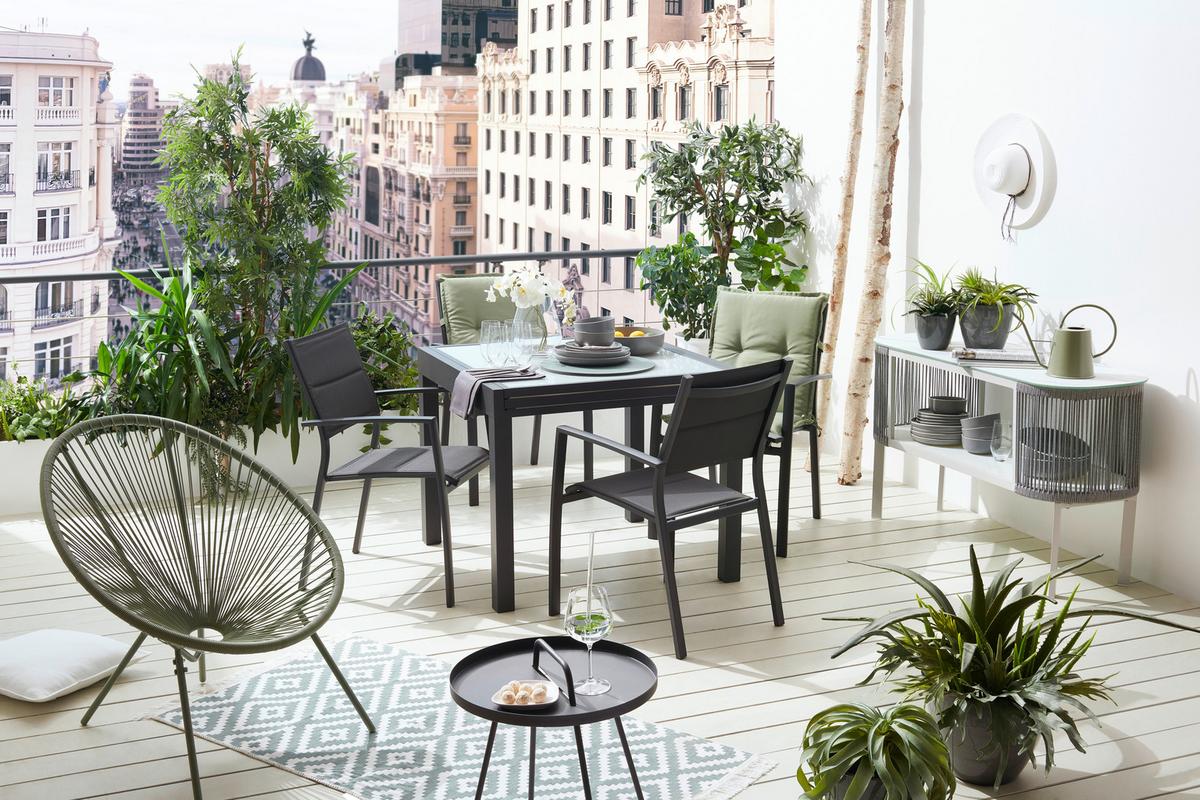 Gartentisch Atlanta 1 in Anthrazit ca.70-140x75x70cm - Anthrazit/Weiß, MODERN, Glas/Metall (70-140/75/70cm) - Mömax